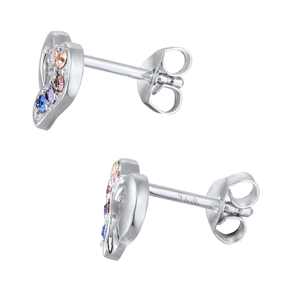 Silver Anting Perhiasan Perak 925 Wanita Stud Heart Crystals Colourful