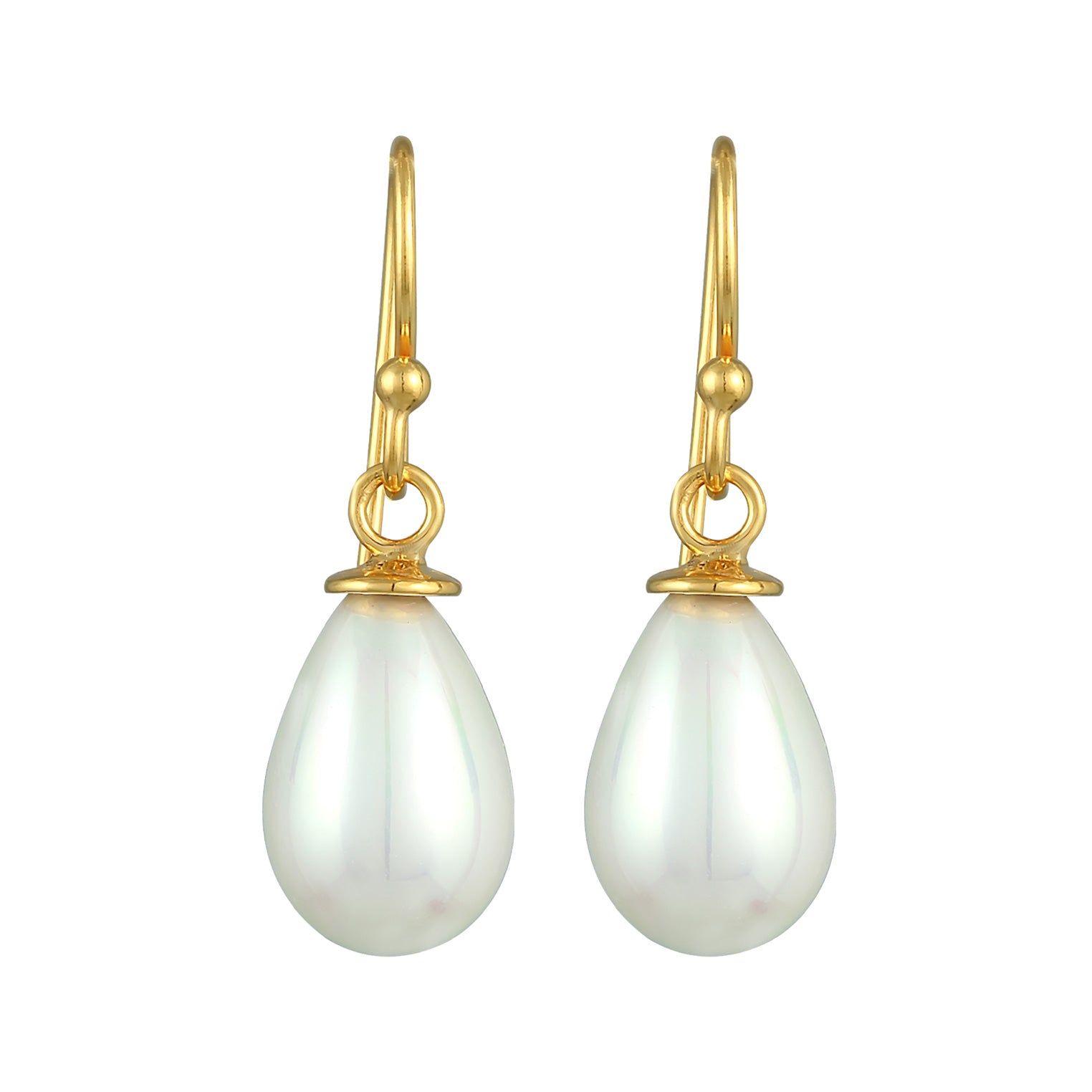 Gold Perhiasan Wanita Perak Asli - Silver Anting  Oval Classic Shell Core Pearl Gold Plated