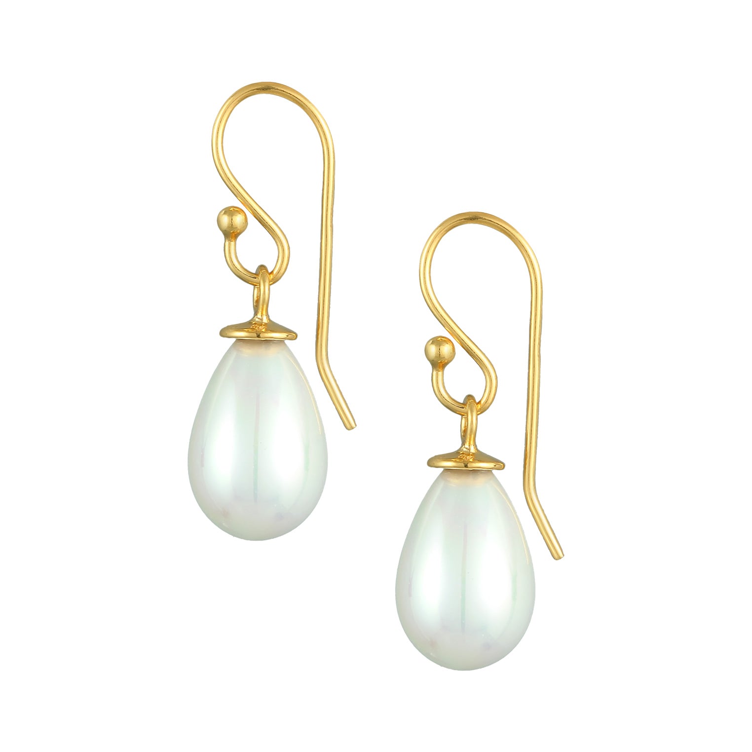Gold Perhiasan Wanita Perak Asli - Silver Anting  Oval Classic Shell Core Pearl Gold Plated