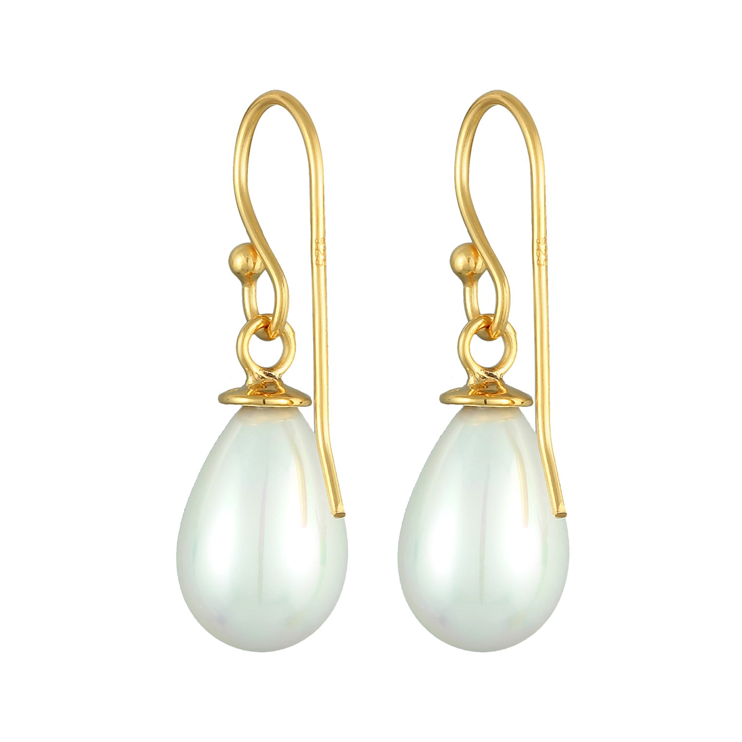 Gold Perhiasan Wanita Perak Asli - Silver Anting  Oval Classic Shell Core Pearl Gold Plated