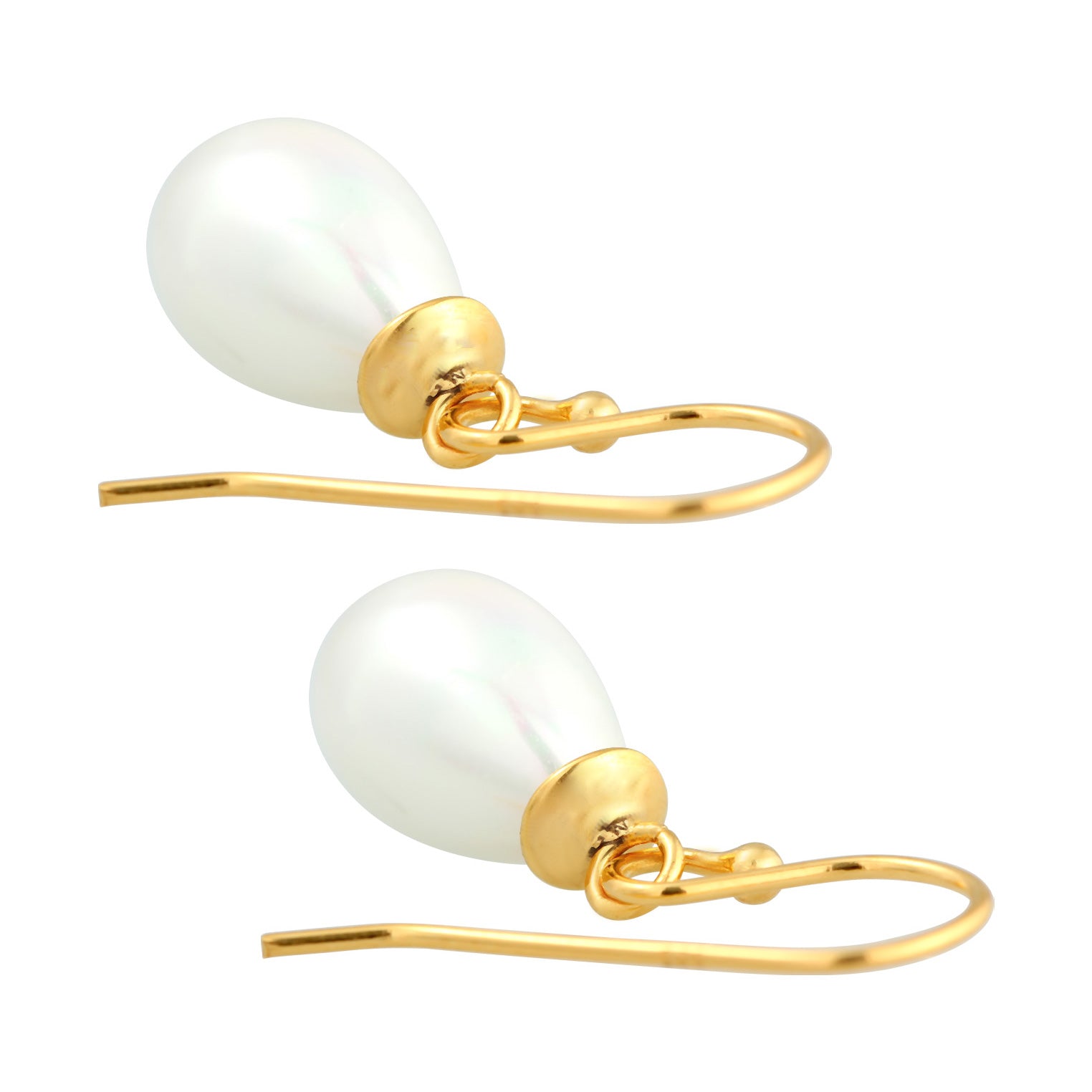 Gold Perhiasan Wanita Perak Asli - Silver Anting  Oval Classic Shell Core Pearl Gold Plated