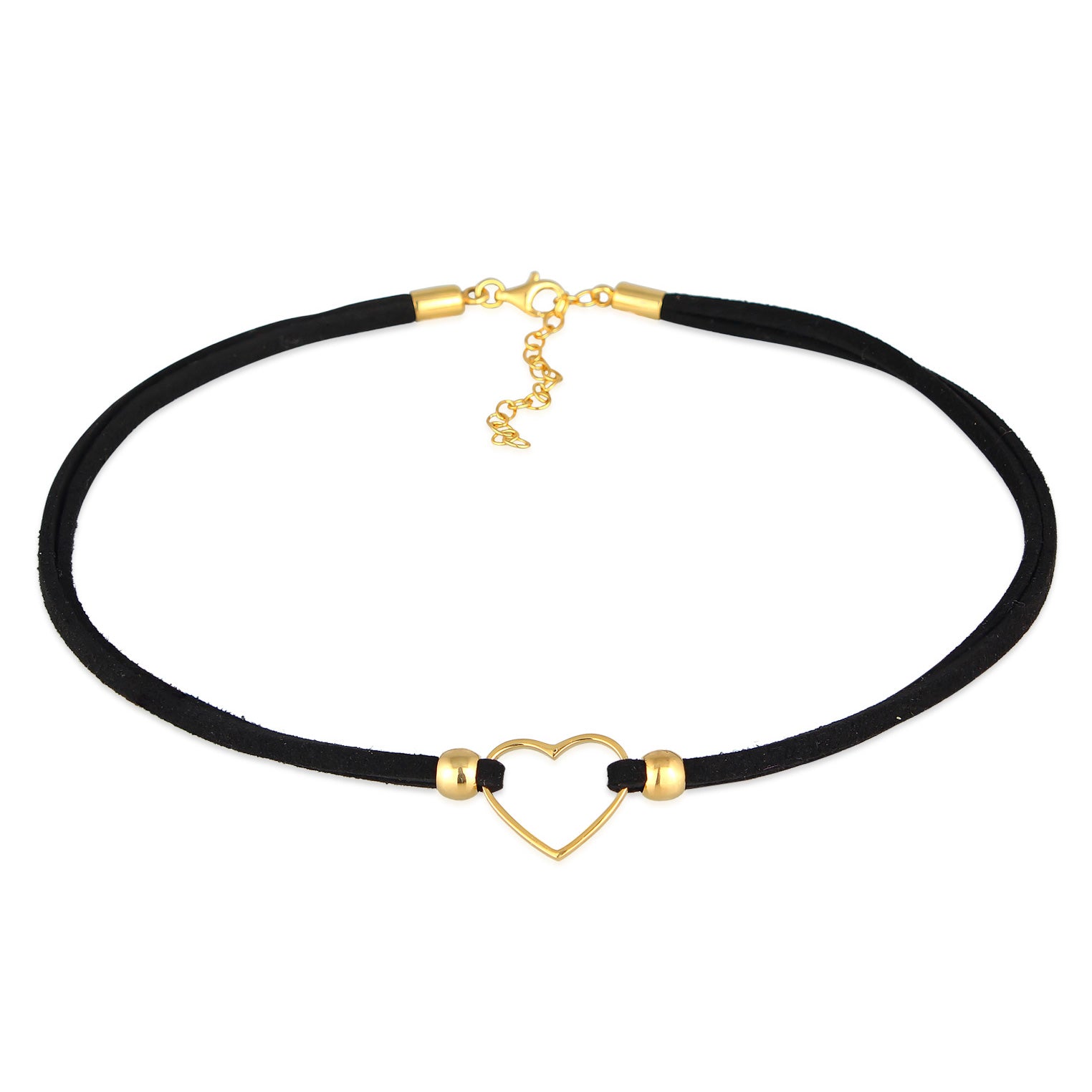 Gold Kalung Perhiasan Perak 925 Wanita Choker Heart Love Gold Plated