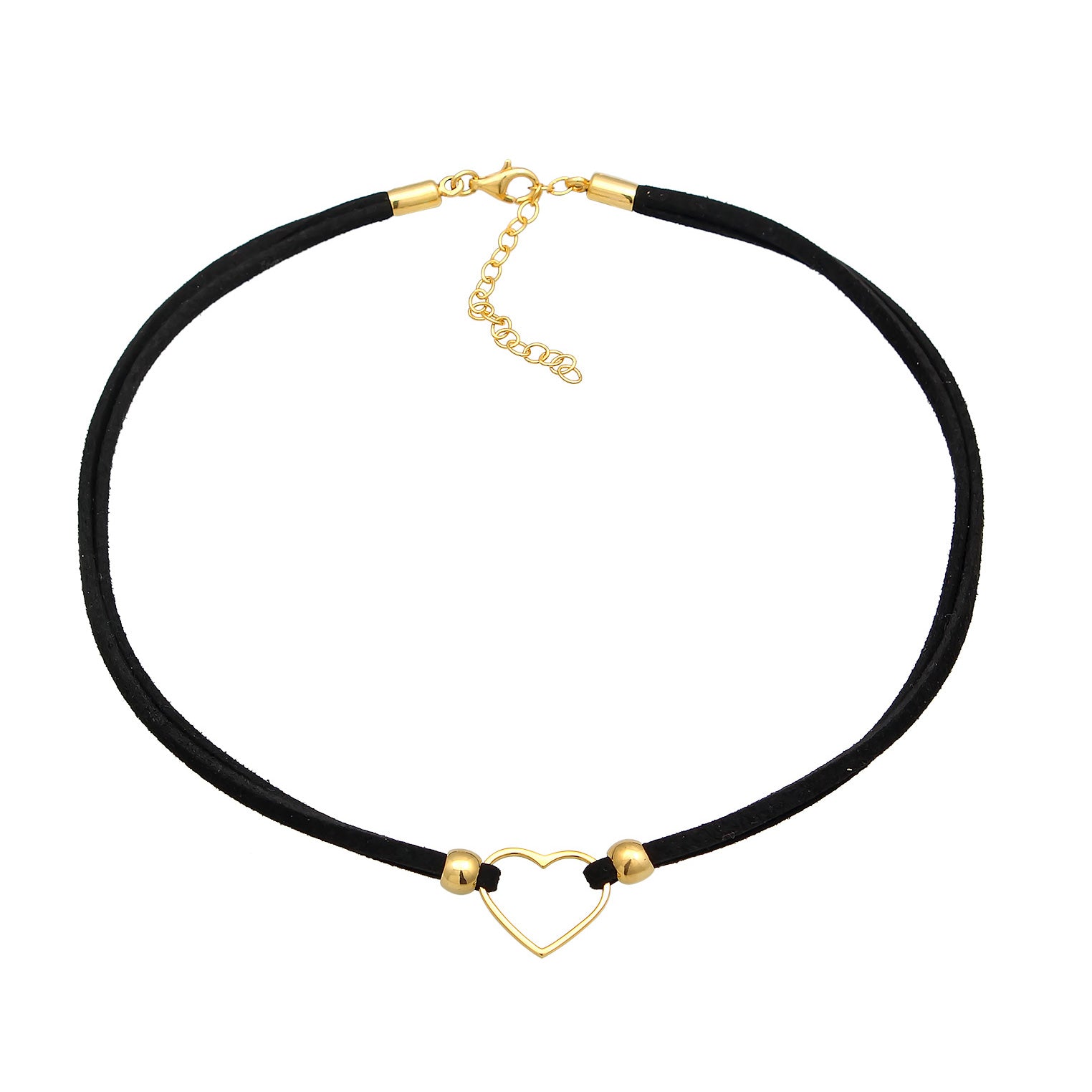 Gold Kalung Perhiasan Perak 925 Wanita Choker Heart Love Gold Plated