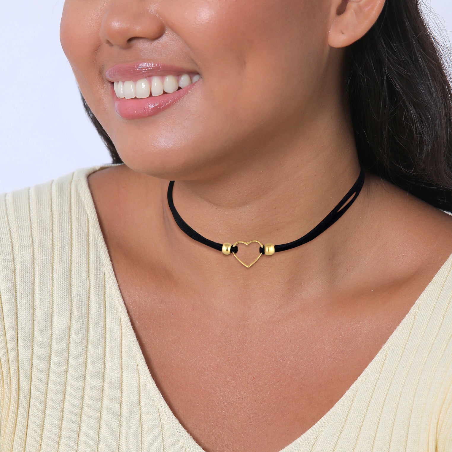 Gold Kalung Perhiasan Perak 925 Wanita Choker Heart Love Gold Plated