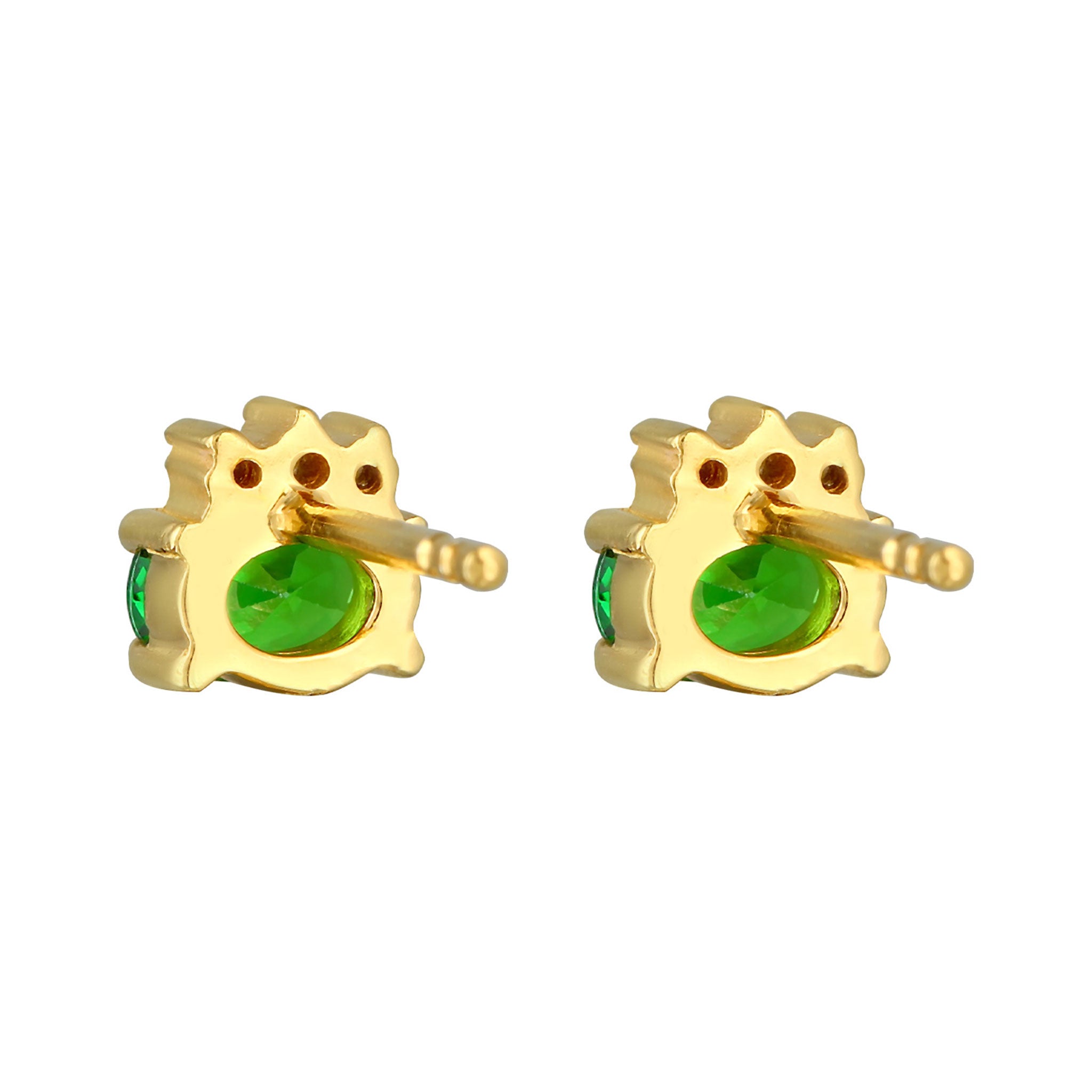 Gold Perhiasan Wanita Perak Asli - Silver Anting Stud Classic  Zirconia Crystals Green Gold Plated