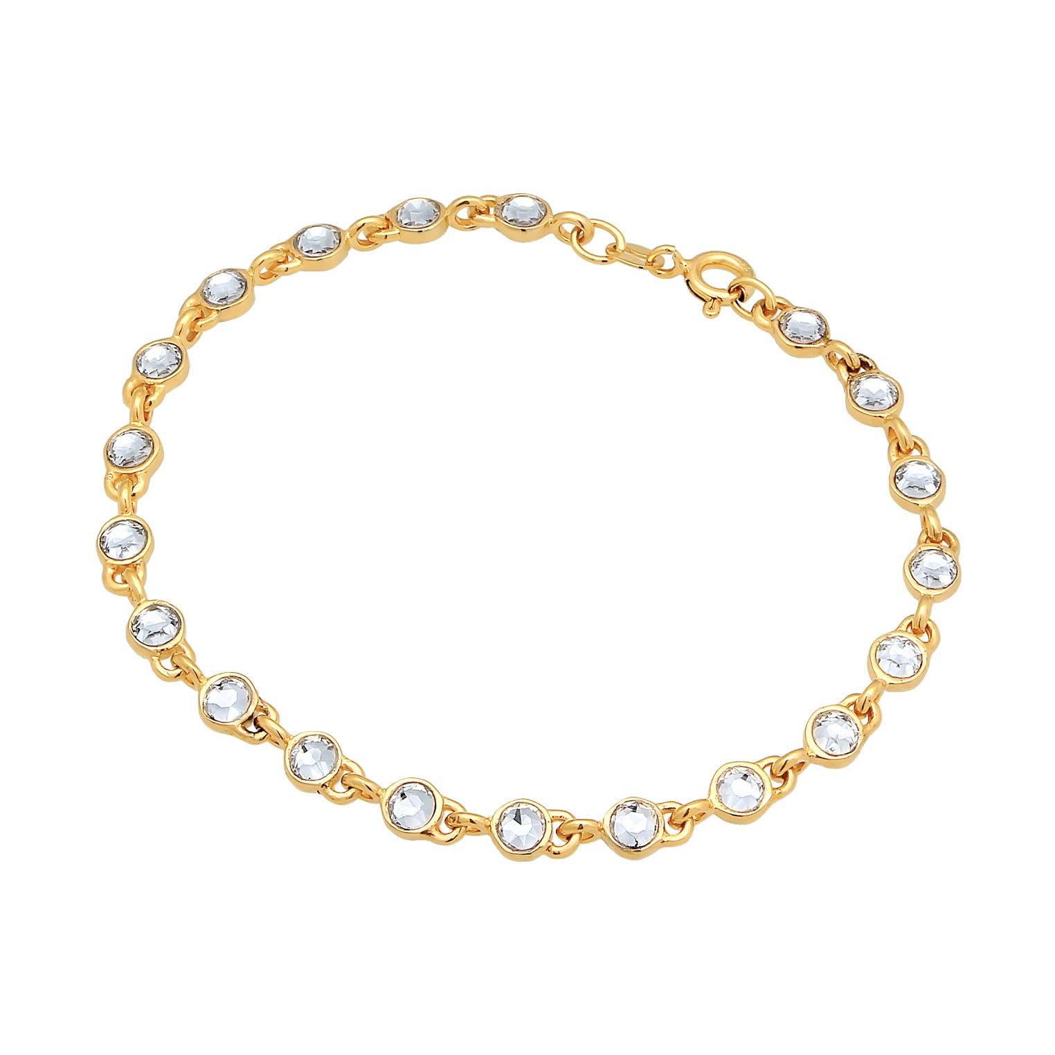 Gold Perhiasan Wanita Perak Asli - Silver Gelang Tennis Classic Trend Crystals Lapis Emas