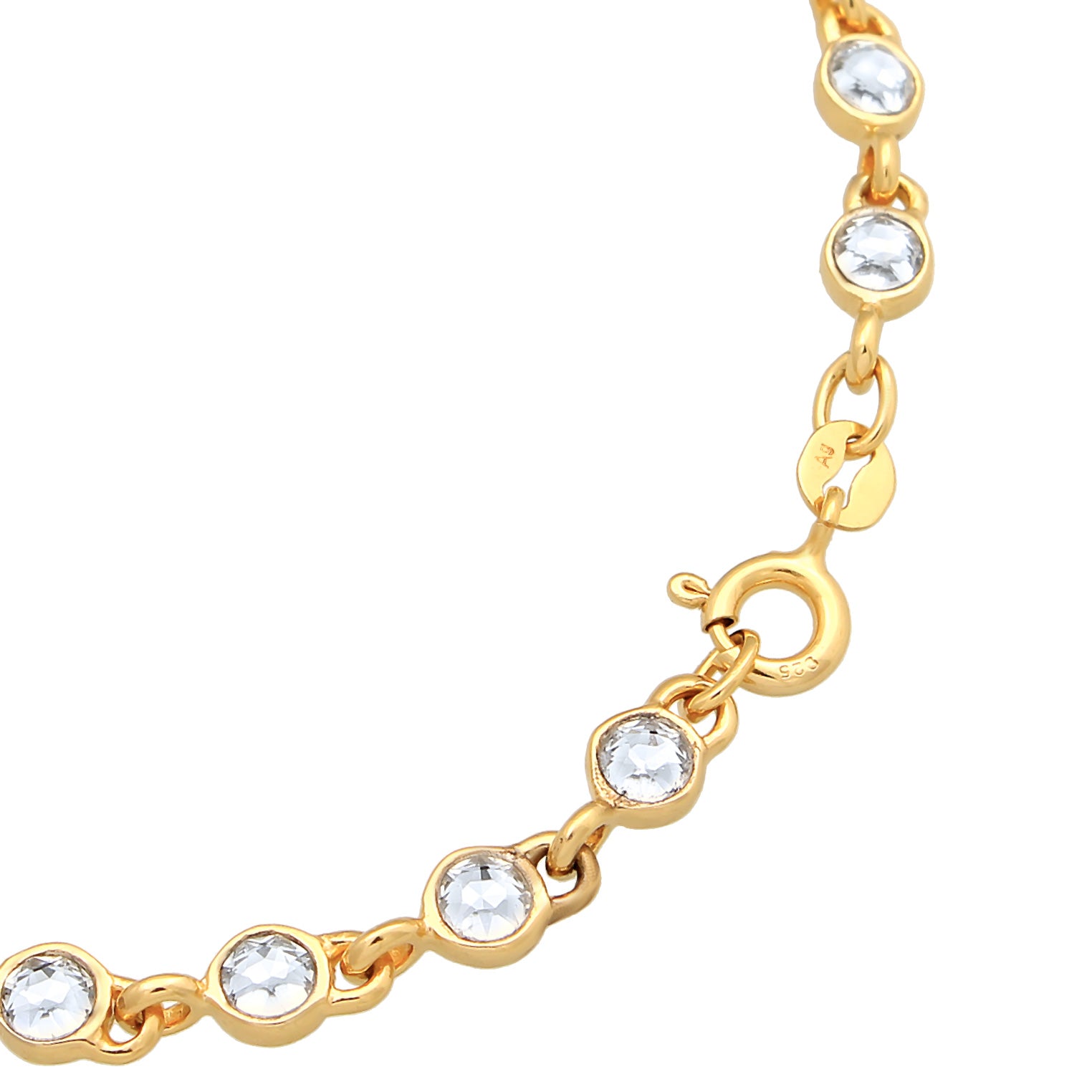 Gold Perhiasan Wanita Perak Asli - Silver Gelang Tennis Classic Trend Crystals Lapis Emas