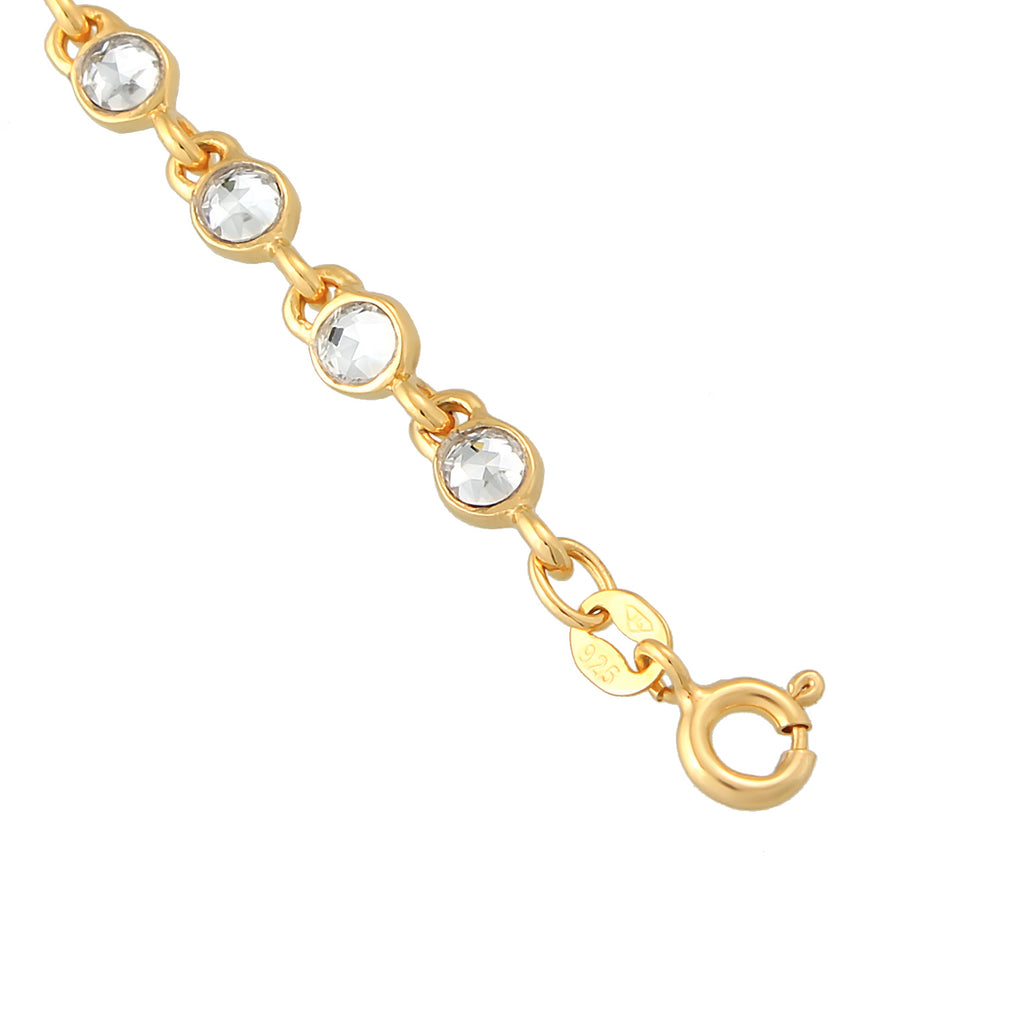 Gold Perhiasan Wanita Perak Asli - Silver Gelang Tennis Classic Trend Crystals Lapis Emas
