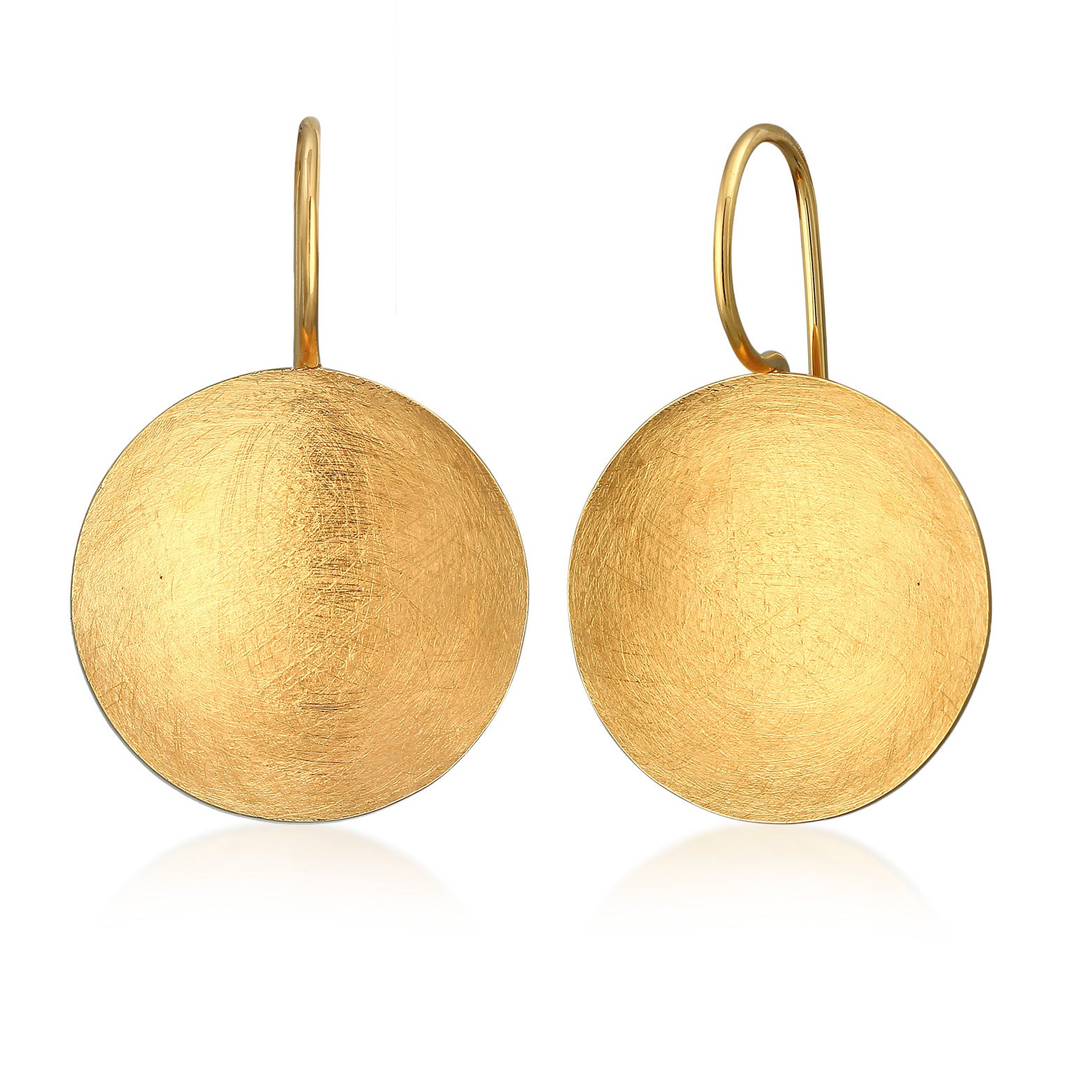 Gold Perhiasan Wanita Perak Asli - Silver Anting Ear Hanger Round Geo Matt Lapis Emas