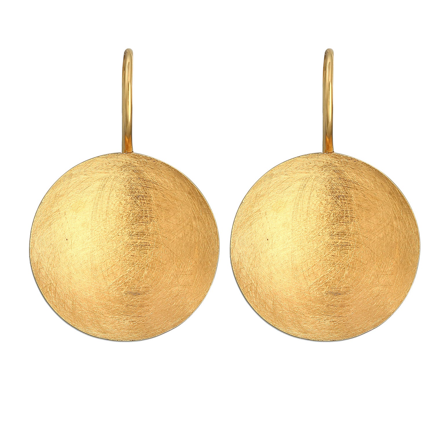 Gold Perhiasan Wanita Perak Asli - Silver Anting Ear Hanger Round Geo Matt Lapis Emas