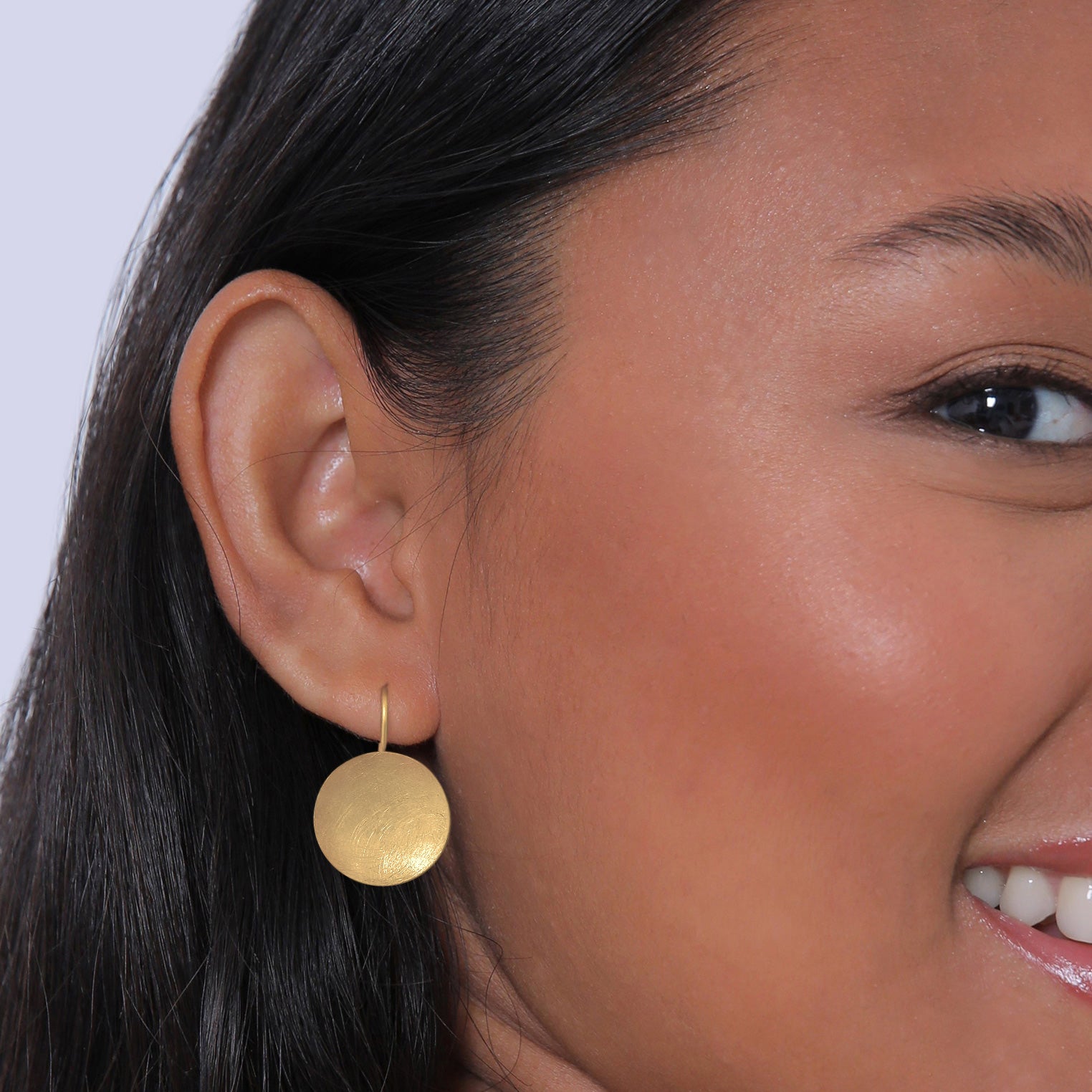 Gold Perhiasan Wanita Perak Asli - Silver Anting Ear Hanger Round Geo Matt Lapis Emas