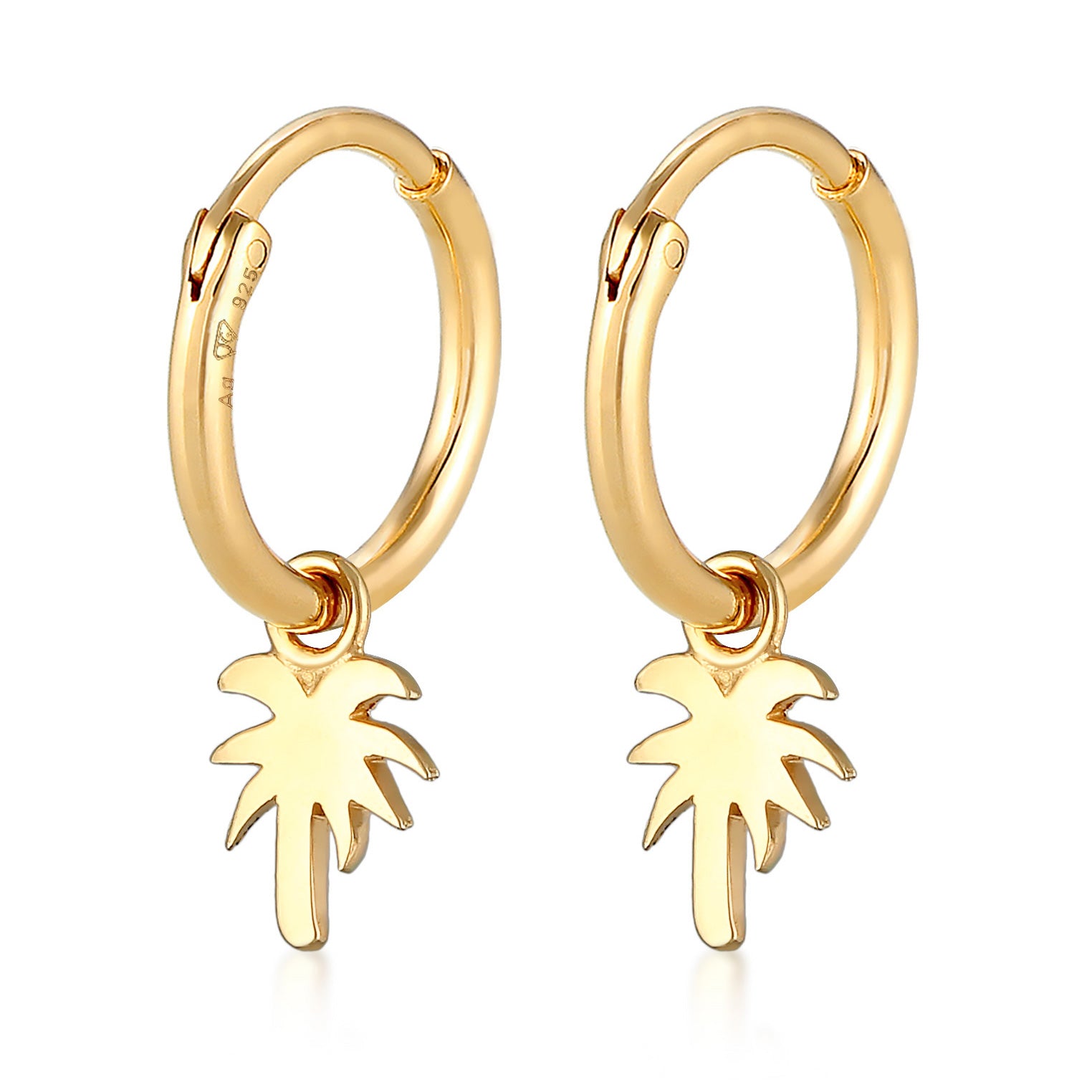 Gold Perhiasan Wanita Perak Asli - Silver Anting Creoles Palm Pendant Trend Filigree Lapis Emas