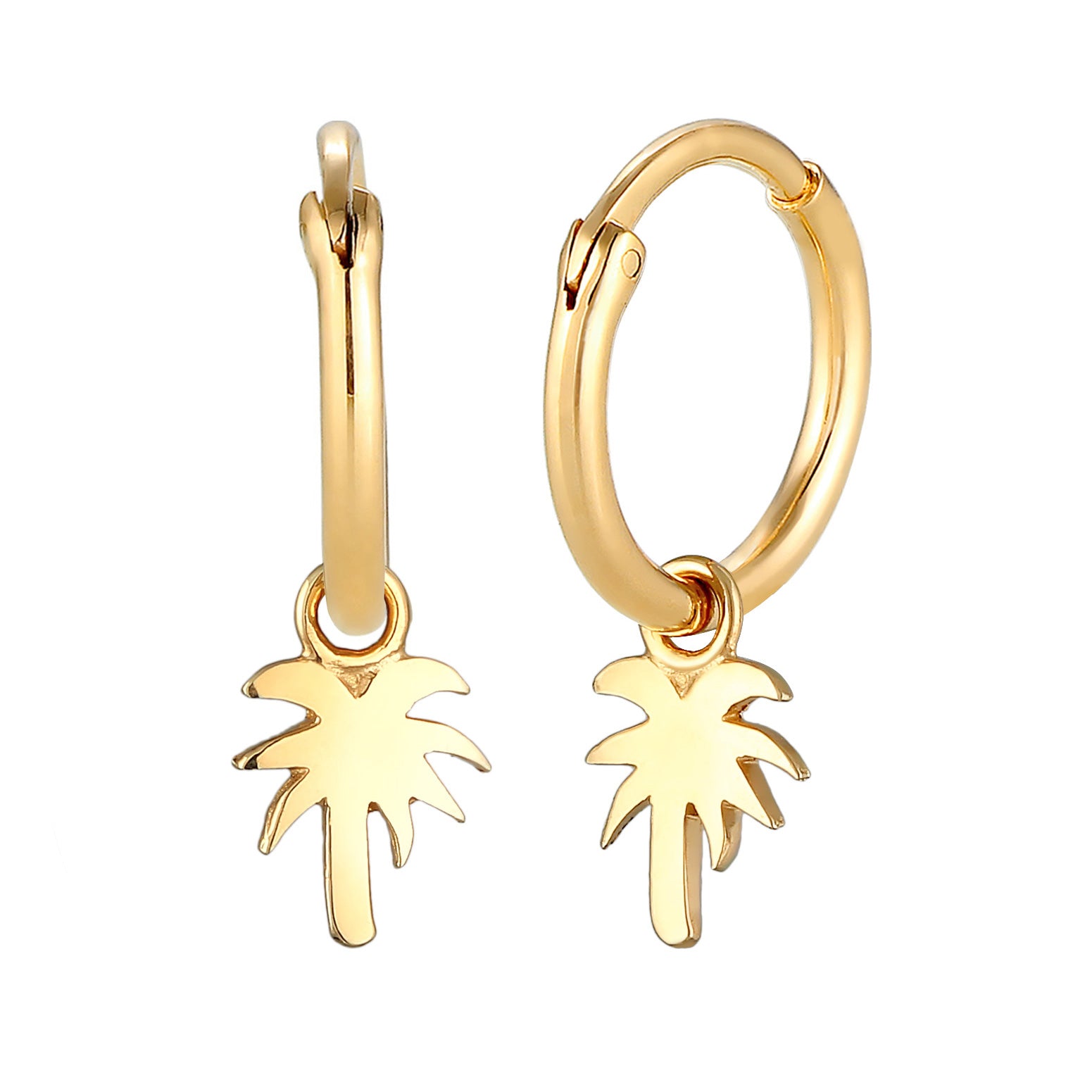 Gold Perhiasan Wanita Perak Asli - Silver Anting Creoles Palm Pendant Trend Filigree Lapis Emas