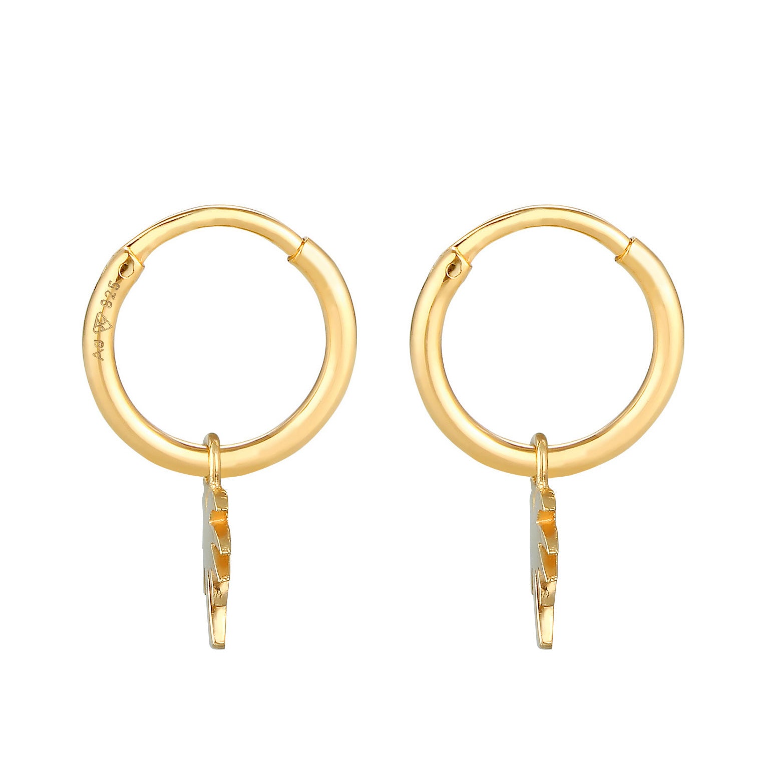 Gold Perhiasan Wanita Perak Asli - Silver Anting Creoles Palm Pendant Trend Filigree Lapis Emas