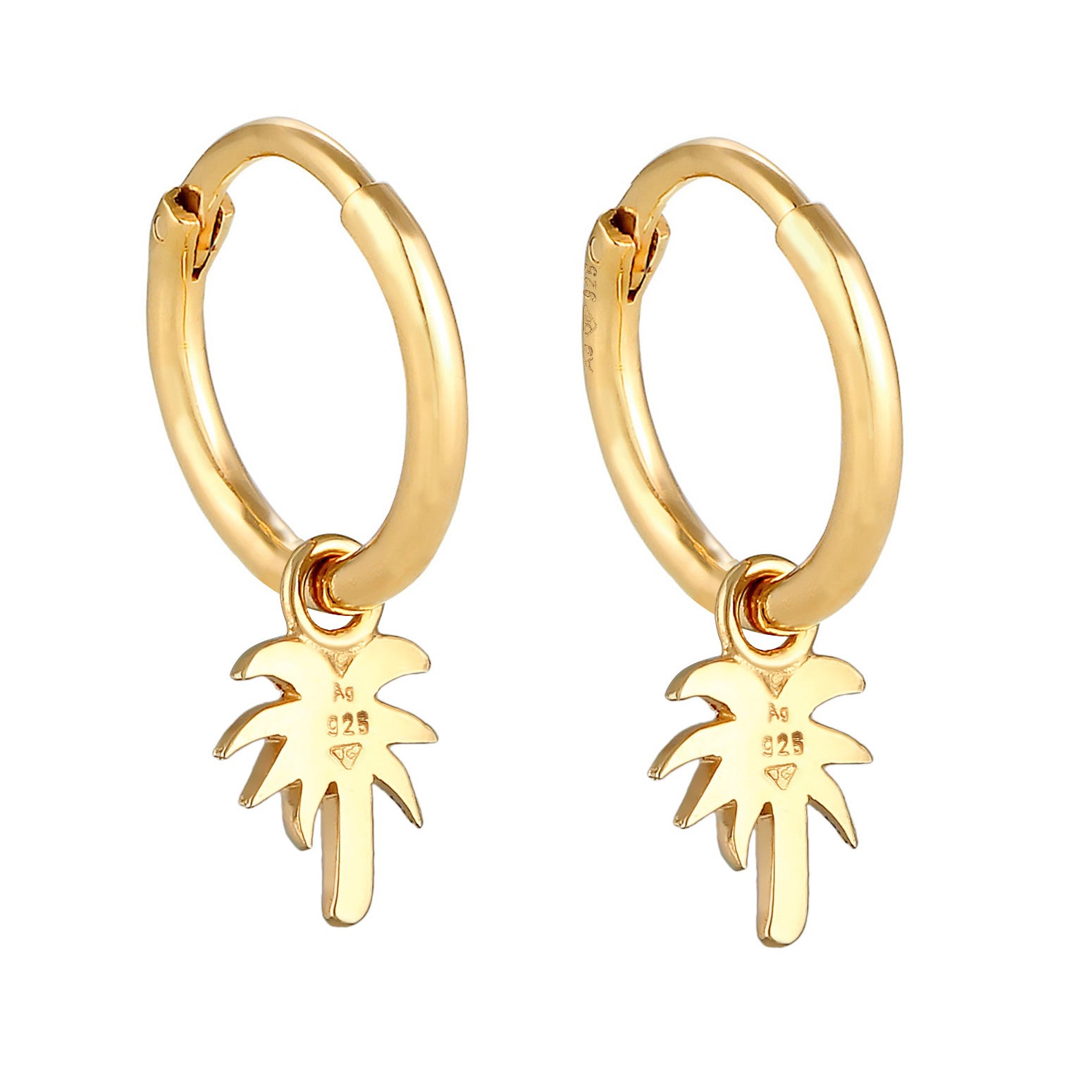 Gold Perhiasan Wanita Perak Asli - Silver Anting Creoles Palm Pendant Trend Filigree Lapis Emas