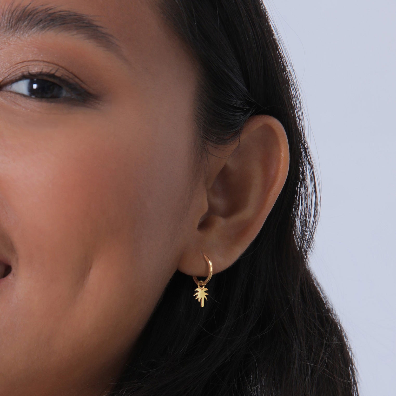 Gold Perhiasan Wanita Perak Asli - Silver Anting Creoles Palm Pendant Trend Filigree Lapis Emas