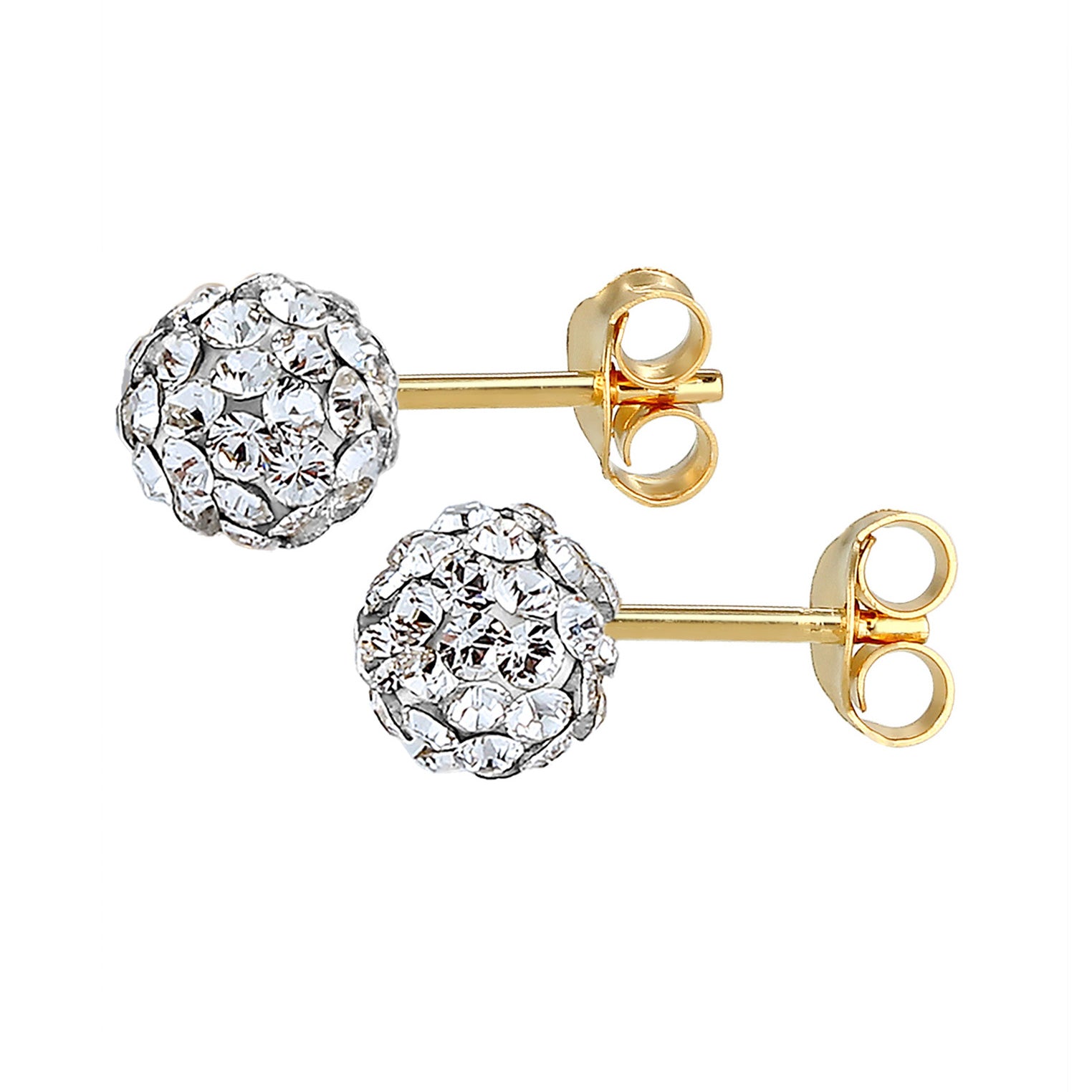Gold Perhiasan Wanita Perak Asli - Silver Anting Stud Ball Elegant Crystals Lapis Emas