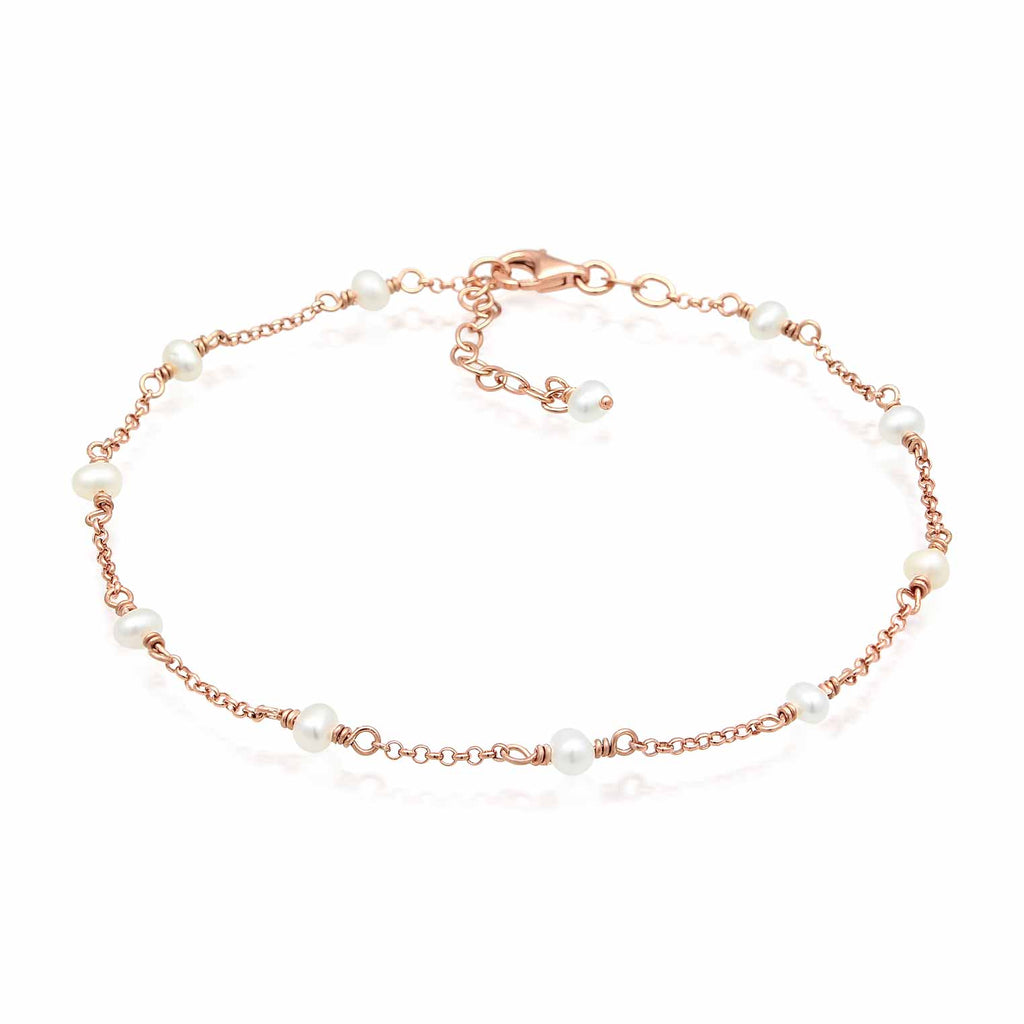 Gelang kaki perak 925 dengan mutiara elegan Elli Jewelry