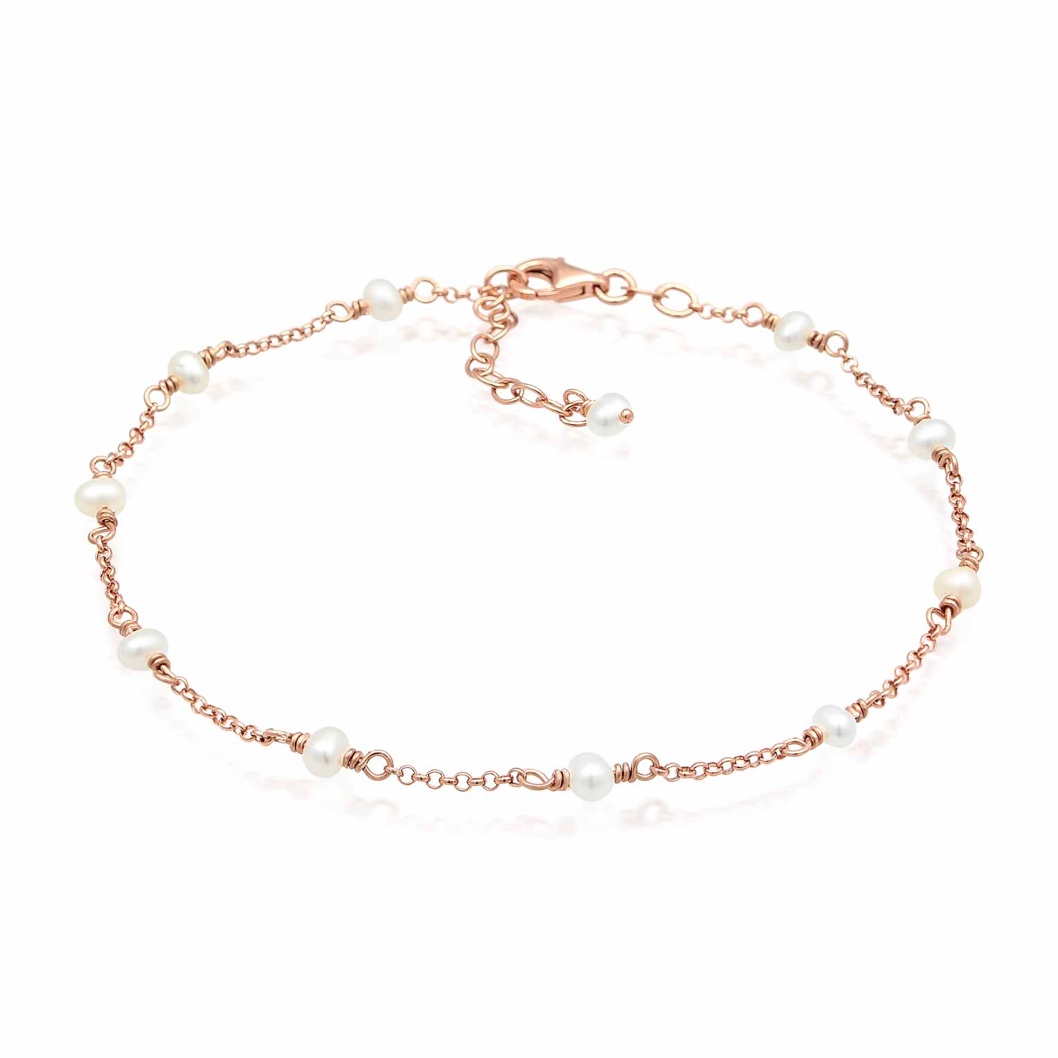 Gelang kaki perak 925 dengan mutiara elegan Elli Jewelry