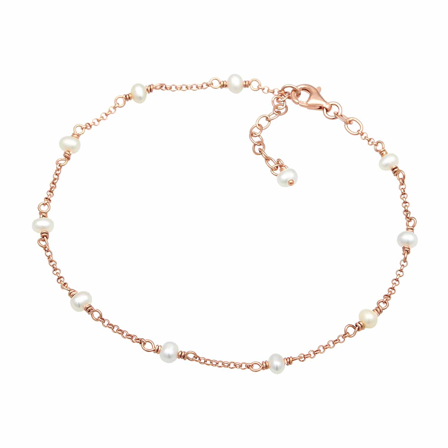 Gelang kaki perak 925 dengan mutiara elegan Elli Jewelry