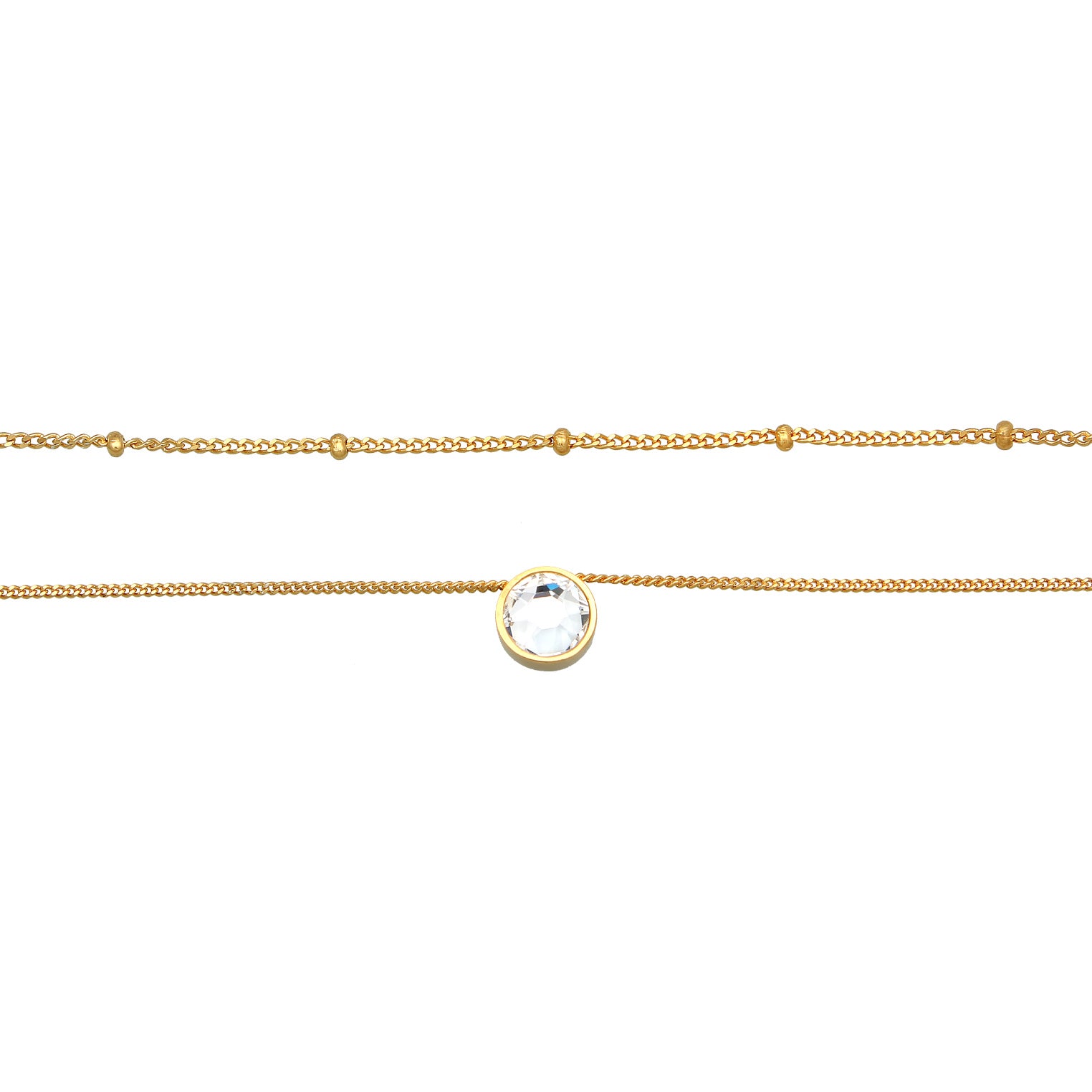 Gold Kalung Perhiasan Perak 925 Wanita Choker Layer Balls Crystal Gold Plated