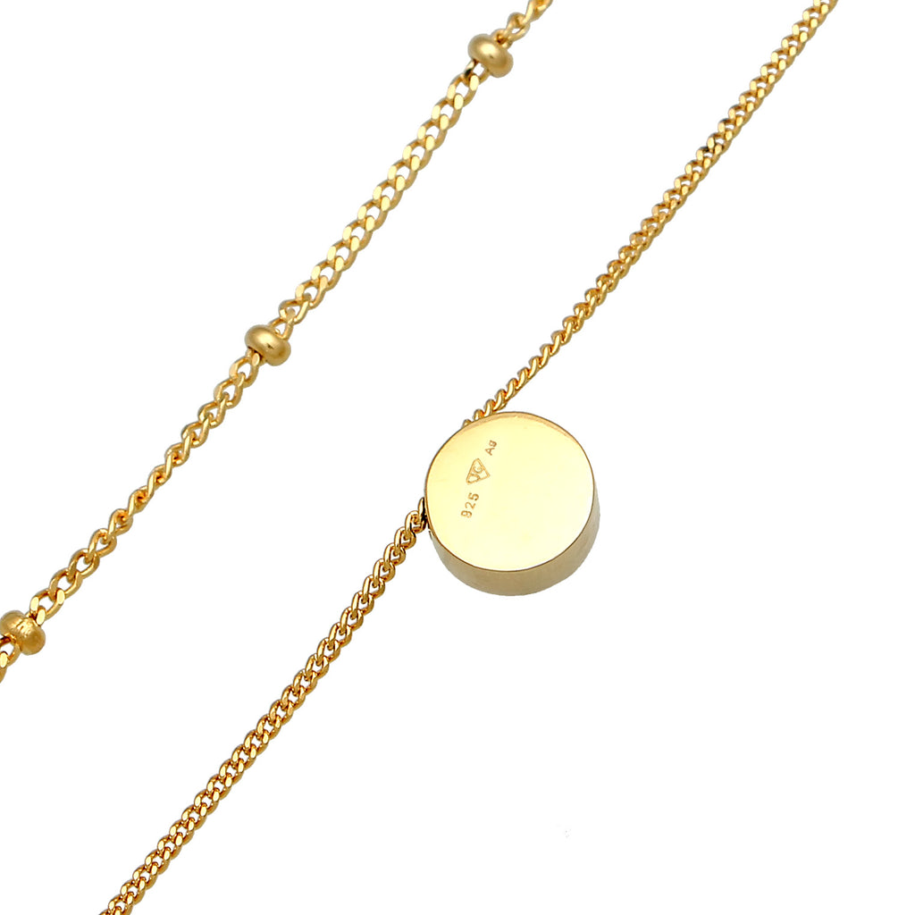 Gold Kalung Perhiasan Perak 925 Wanita Choker Layer Balls Crystal Gold Plated