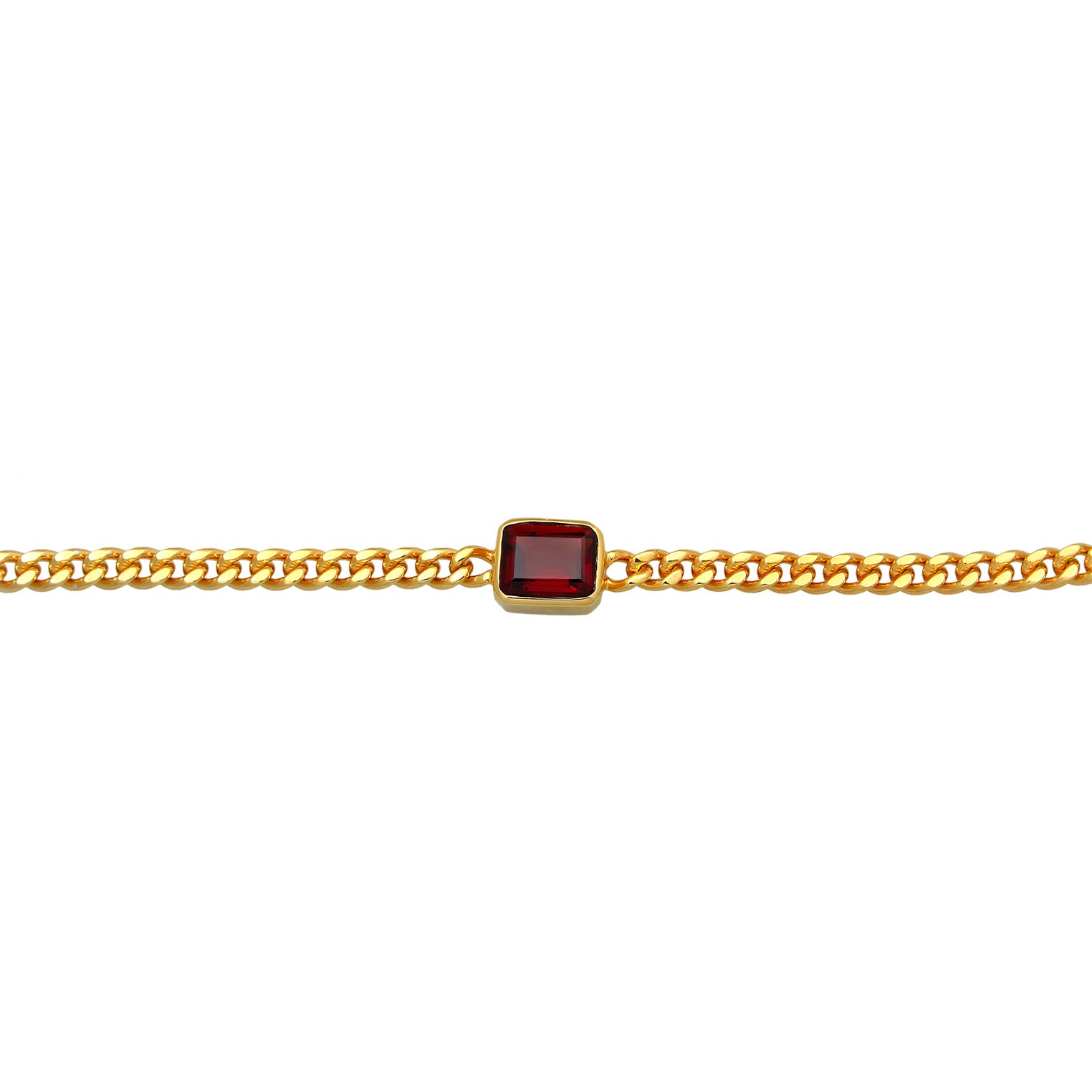 Gold Perhiasan Wanita Perak Asli - Silver Kalung Choker Classic Elegant Garnet Gemstones Gold Plated