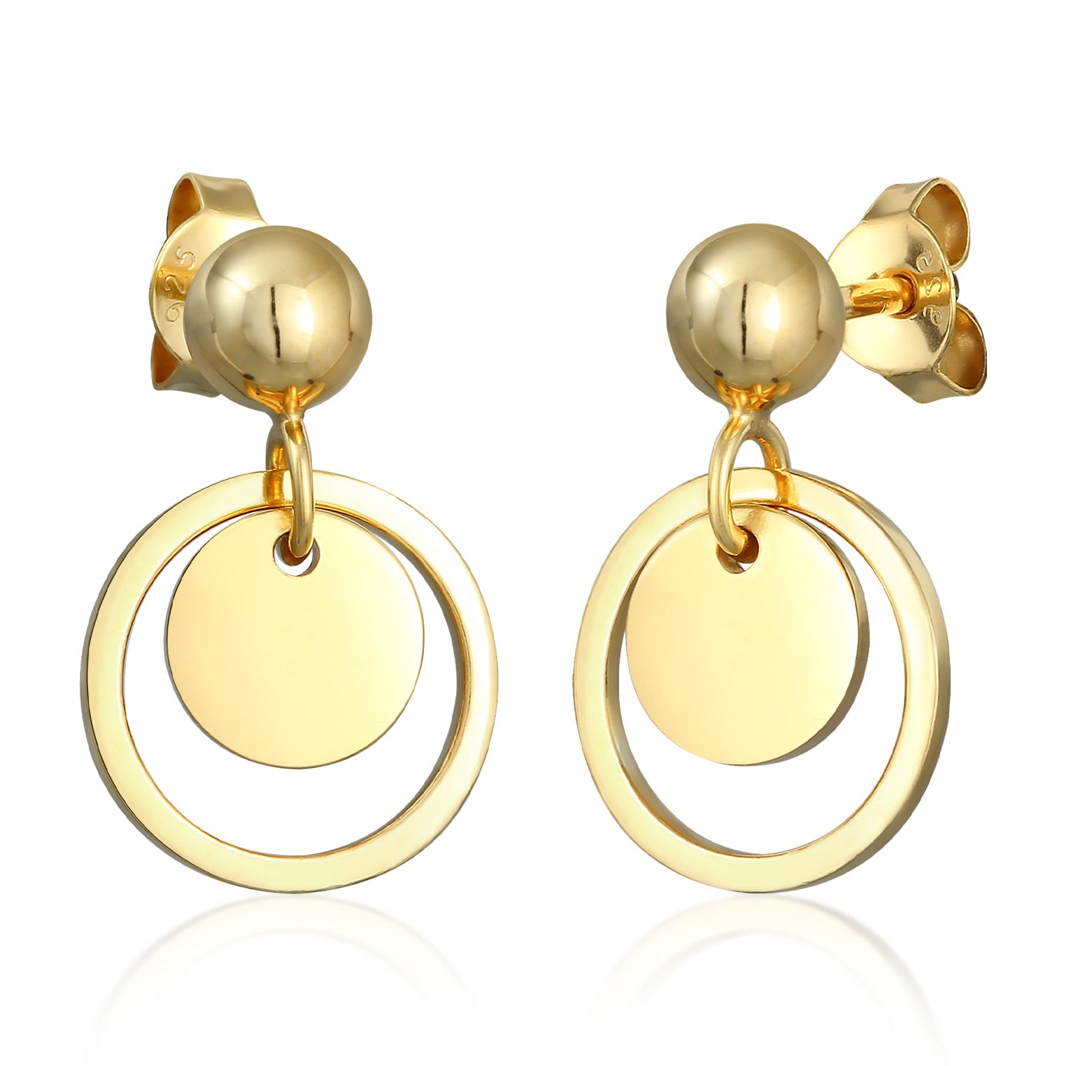 Gold Perhiasan Wanita Perak Asli - Silver Anting Ear Hanger Platelet Round Geo Trend Lapis Emas
