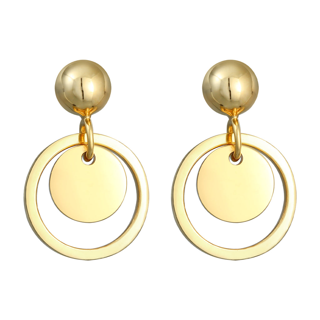 Gold Perhiasan Wanita Perak Asli - Silver Anting Ear Hanger Platelet Round Geo Trend Lapis Emas