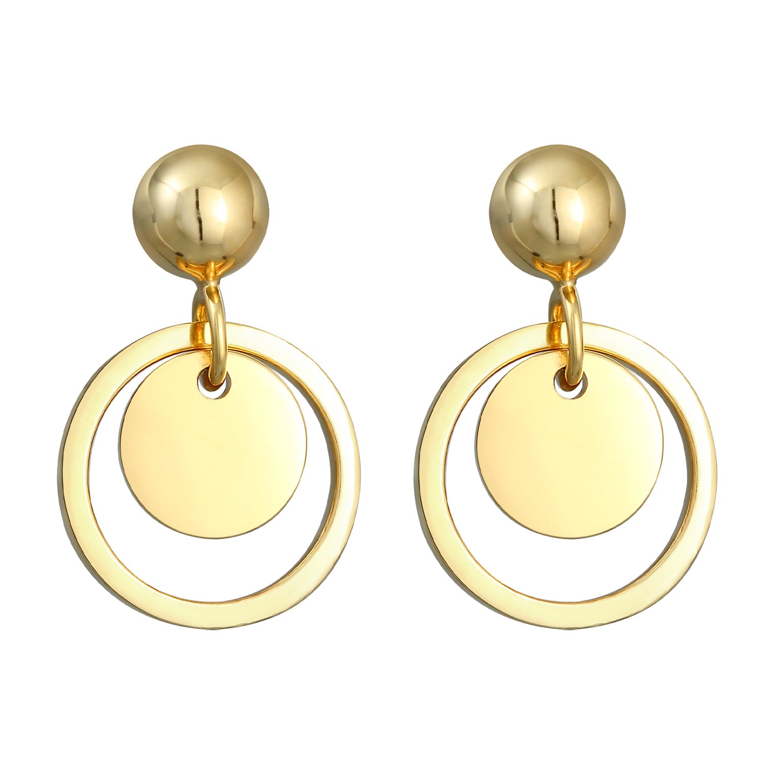 Gold Perhiasan Wanita Perak Asli - Silver Anting Ear Hanger Platelet Round Geo Trend Lapis Emas