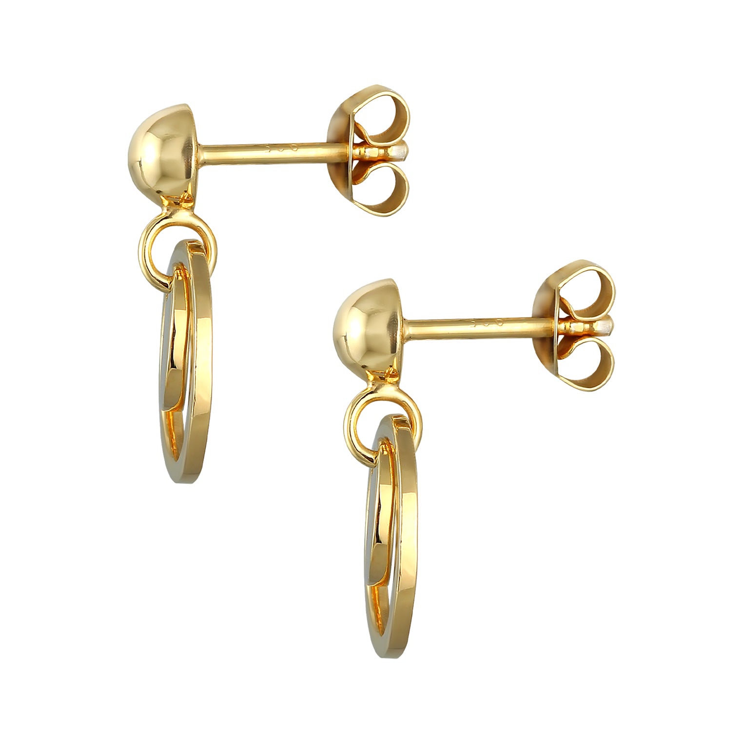 Gold Perhiasan Wanita Perak Asli - Silver Anting Ear Hanger Platelet Round Geo Trend Lapis Emas