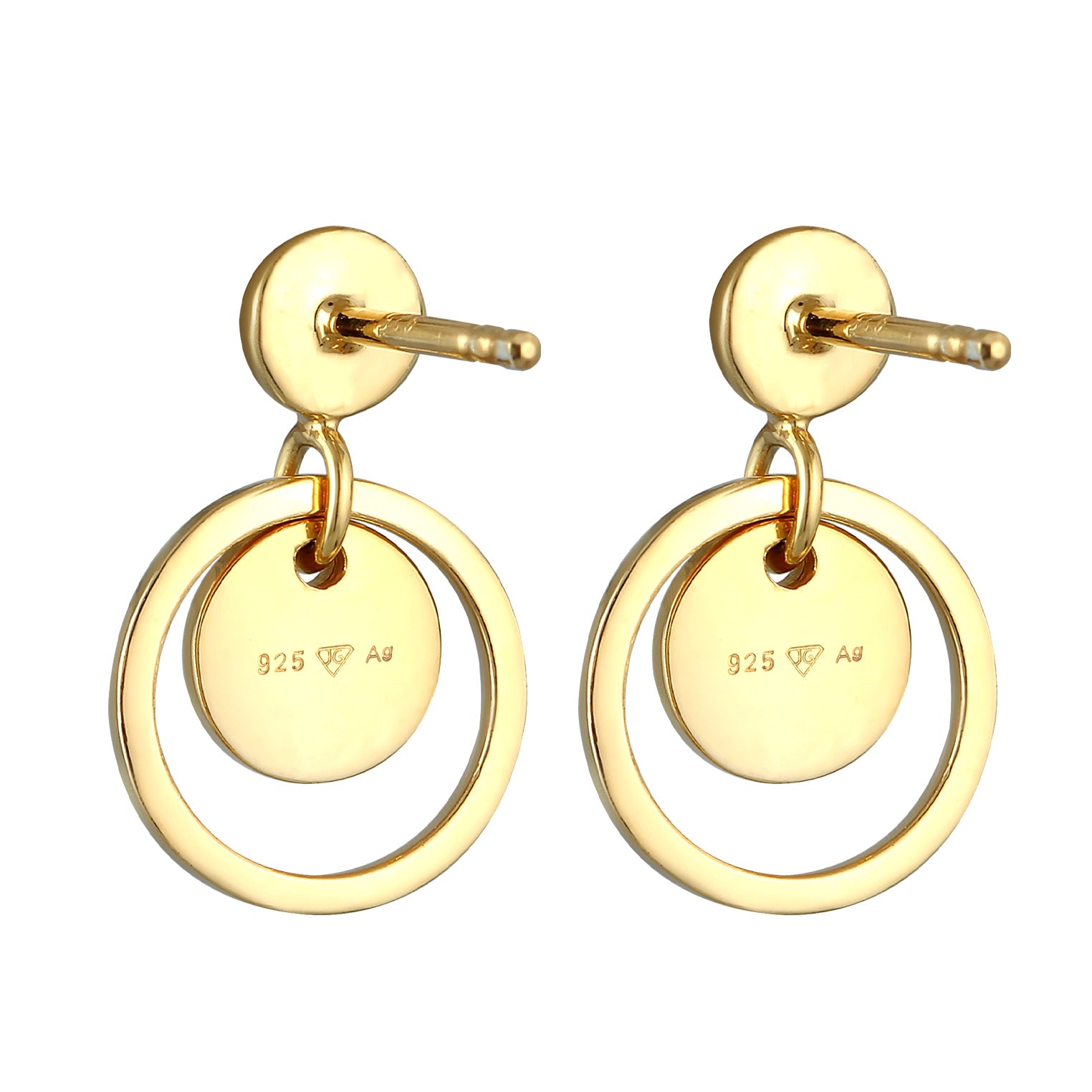 Gold Perhiasan Wanita Perak Asli - Silver Anting Ear Hanger Platelet Round Geo Trend Lapis Emas