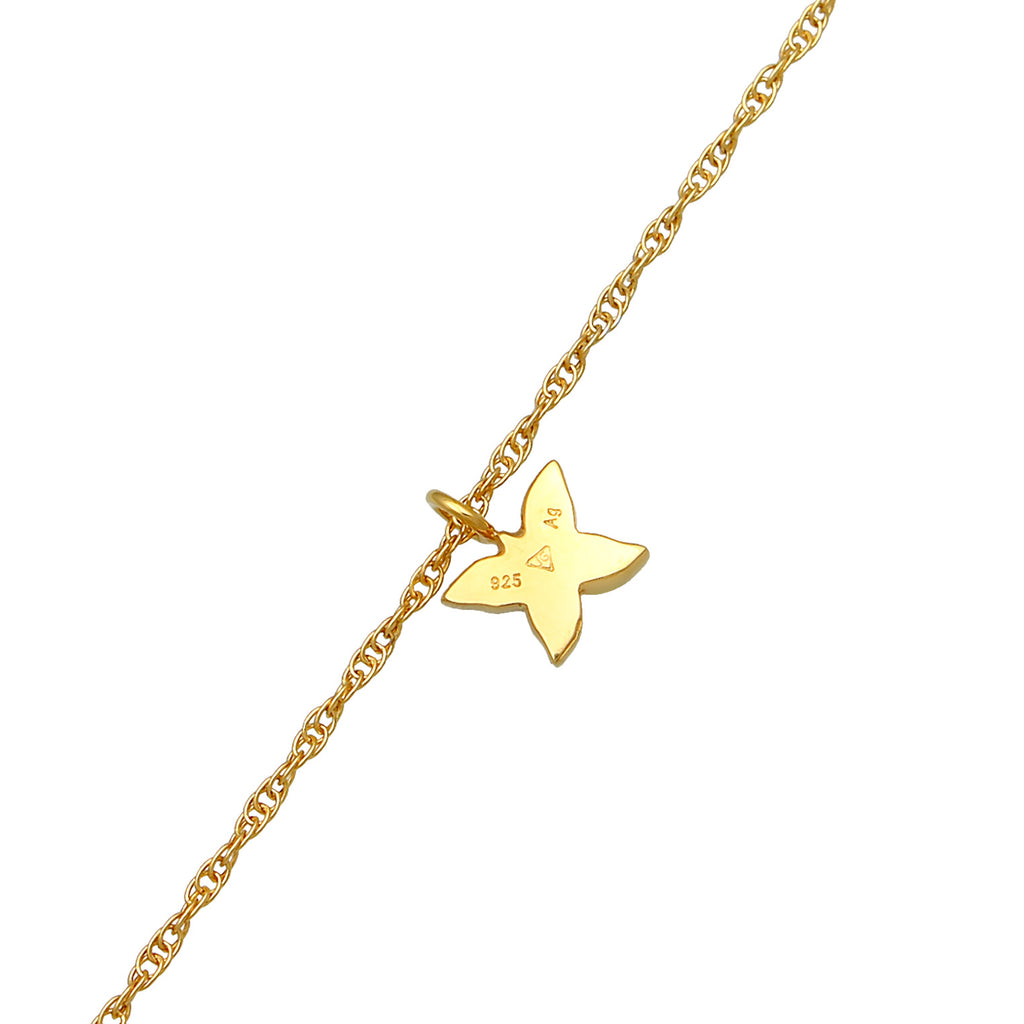 Gold Kalung Perhiasan Perak 925 Wanita Choker Butterfly Zirconia Gold Plated