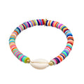 Colorful Heishi Bead Kauri Shell Bracelet 925 Silver Gold Plated