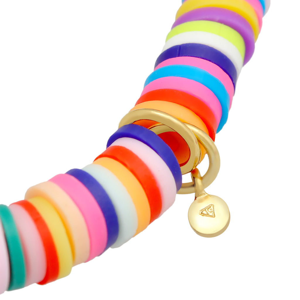 Colorful Heishi Bead Kauri Shell Bracelet 925 Silver Gold Plated