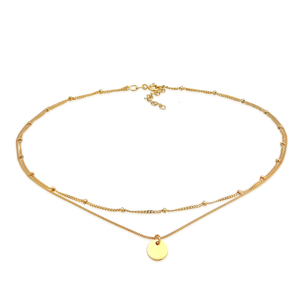 Gold Perhiasan Wanita Perak Asli Lapis Emas Kalung Ball Choker