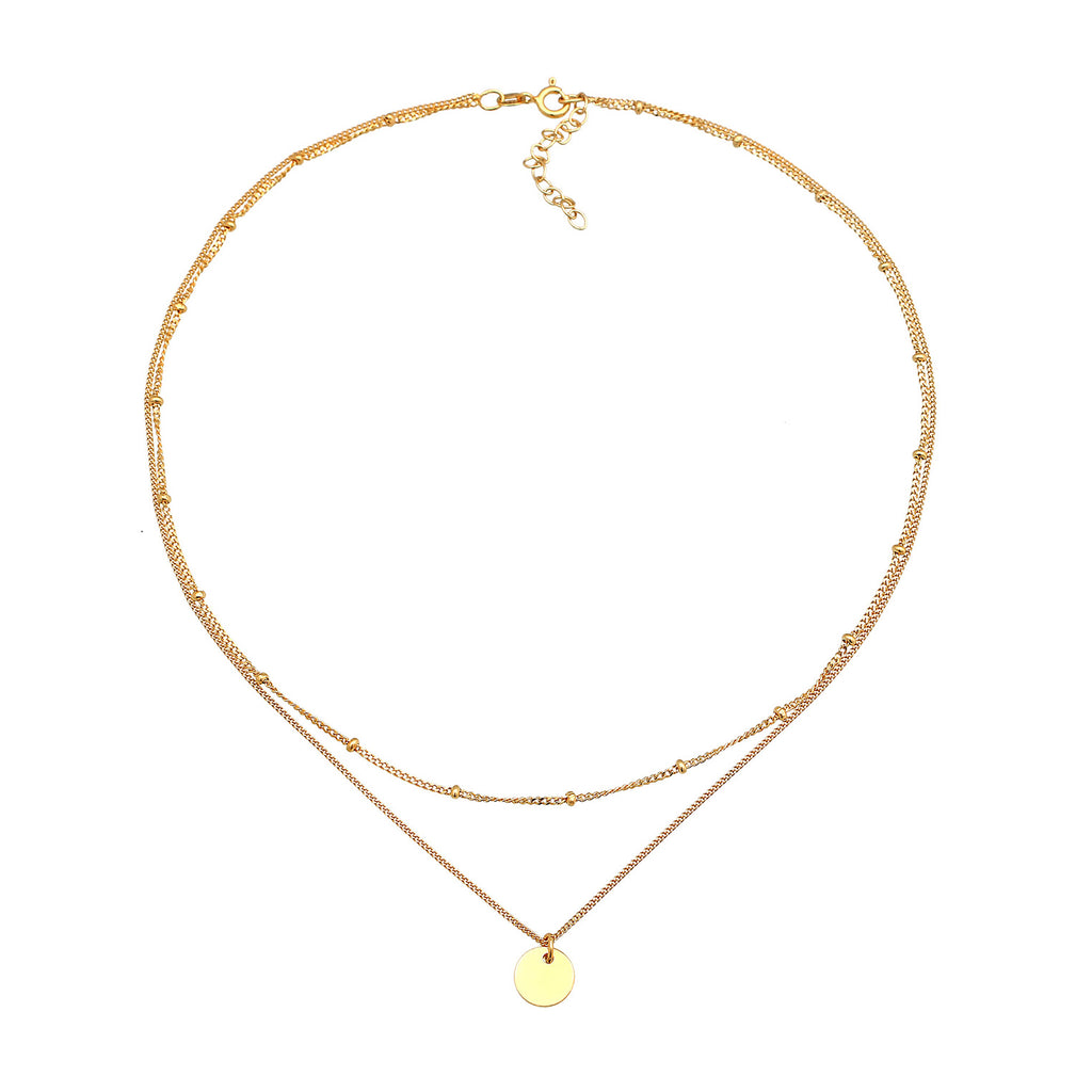 Gold Perhiasan Wanita Perak Asli Lapis Emas Kalung Ball Choker