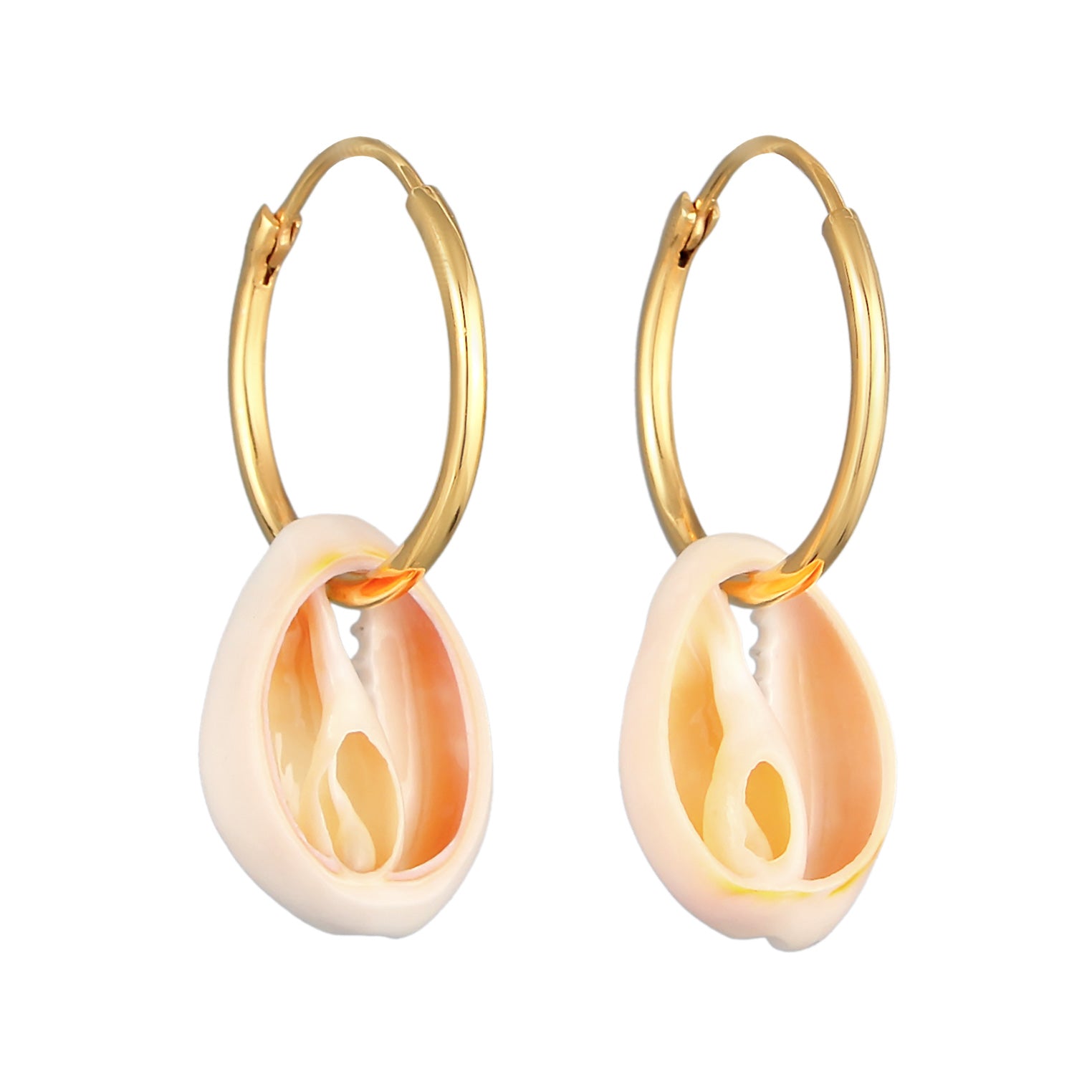 Gold Anting Perhiasan Perak 925 Wanita Creoles Trend with Kauri Shell Gold Plated