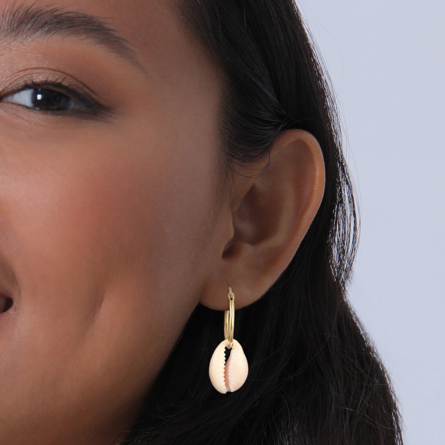 Gold Anting Perhiasan Perak 925 Wanita Creoles Trend with Kauri Shell Gold Plated