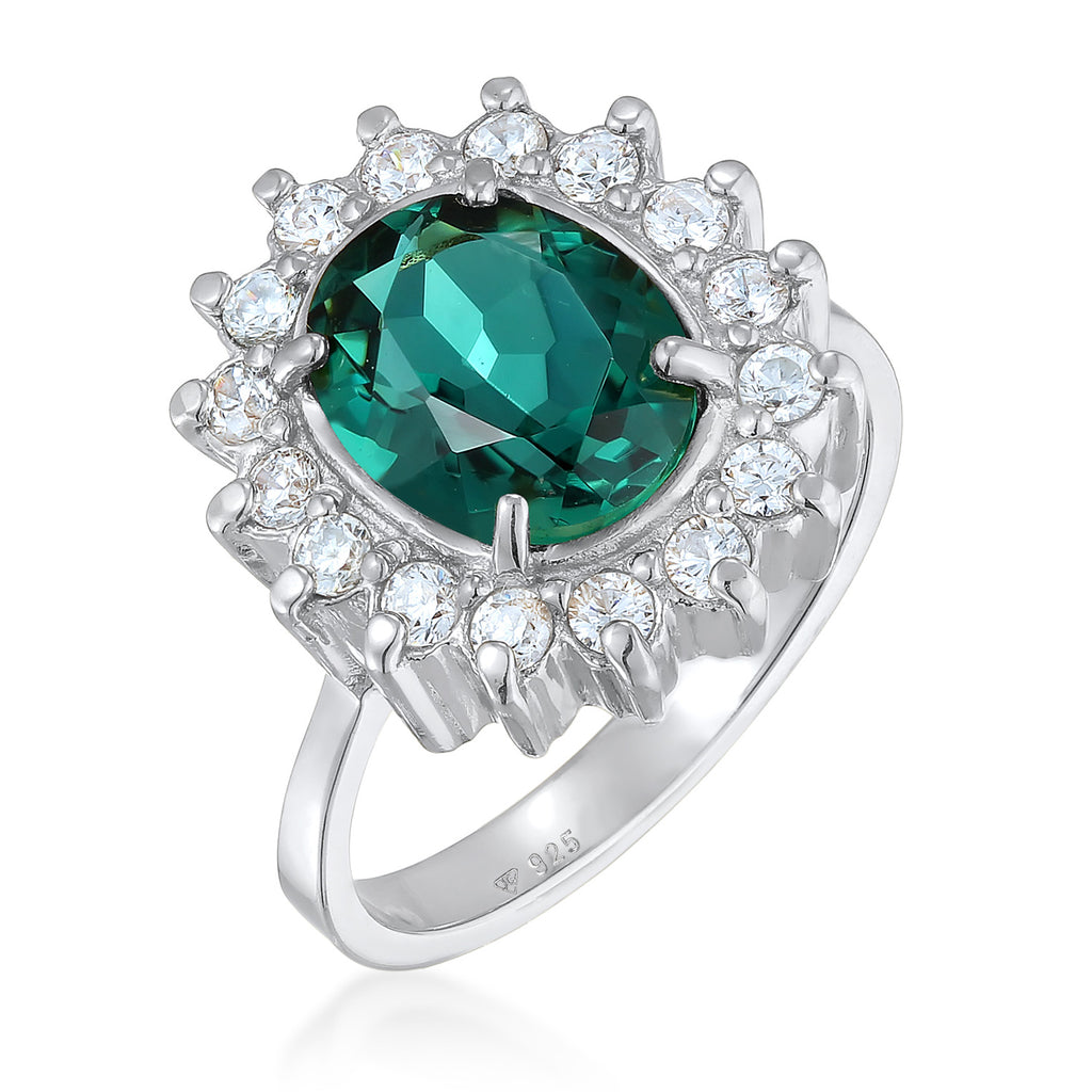 Ring Cocktail Royal Quartz Zirconia Crystals 925 Sterling Silver
