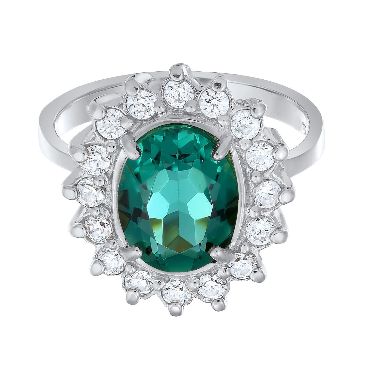 Silver Cincin Perhiasan Perak 925 Wanita Cocktail Elegant Royal Quartz And Zirconia Crystals