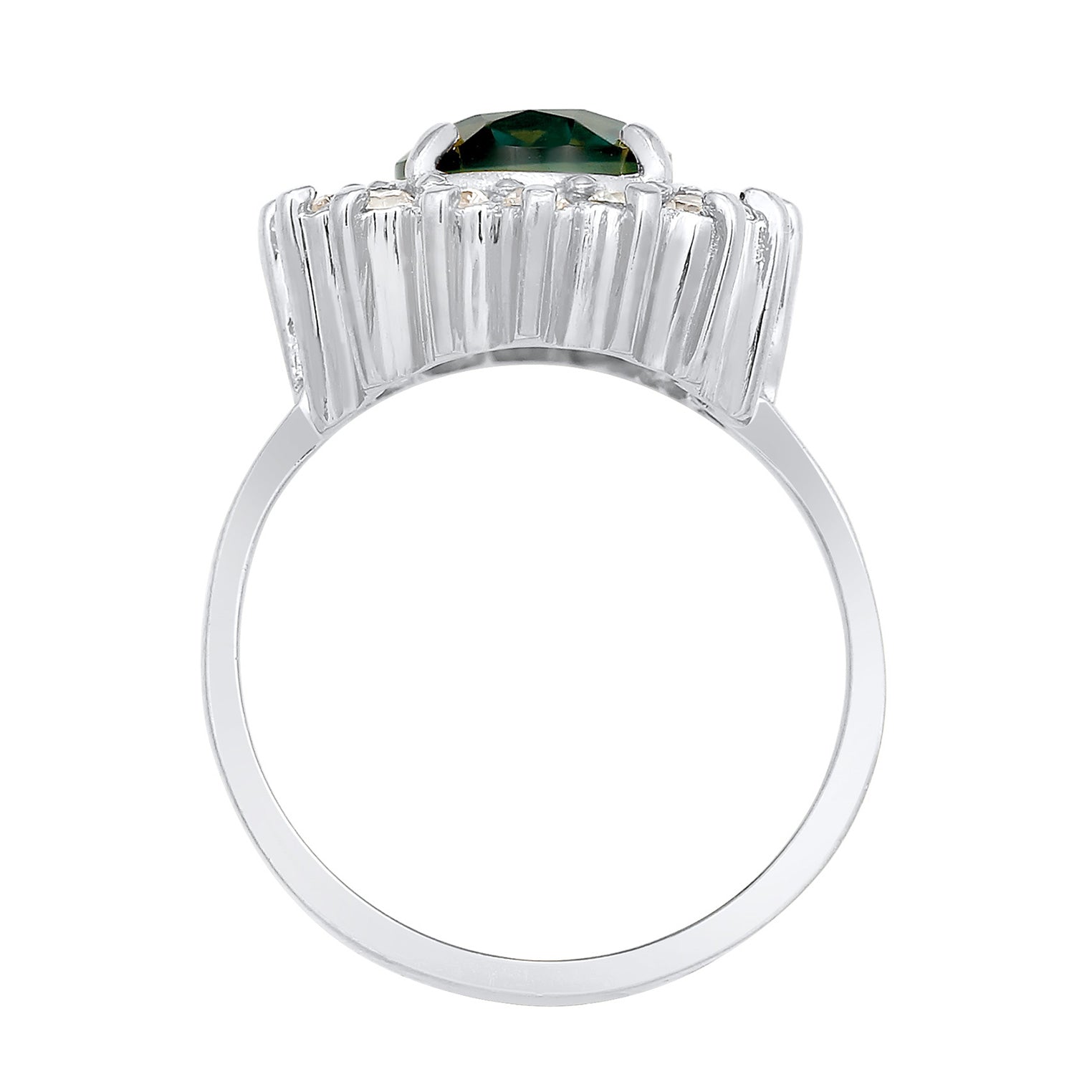 Silver Cincin Perhiasan Perak 925 Wanita Cocktail Elegant Royal Quartz And Zirconia Crystals