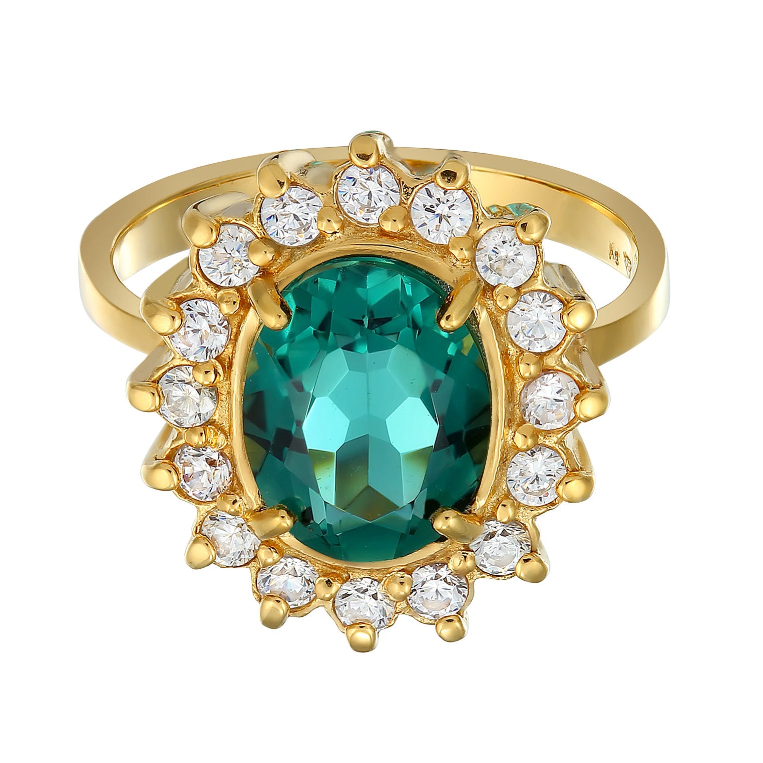 Gold Cincin Perhiasan Perak 925 Wanita Cocktail Elegant Royal Quartz And Zirconia Crystals Gold Plated