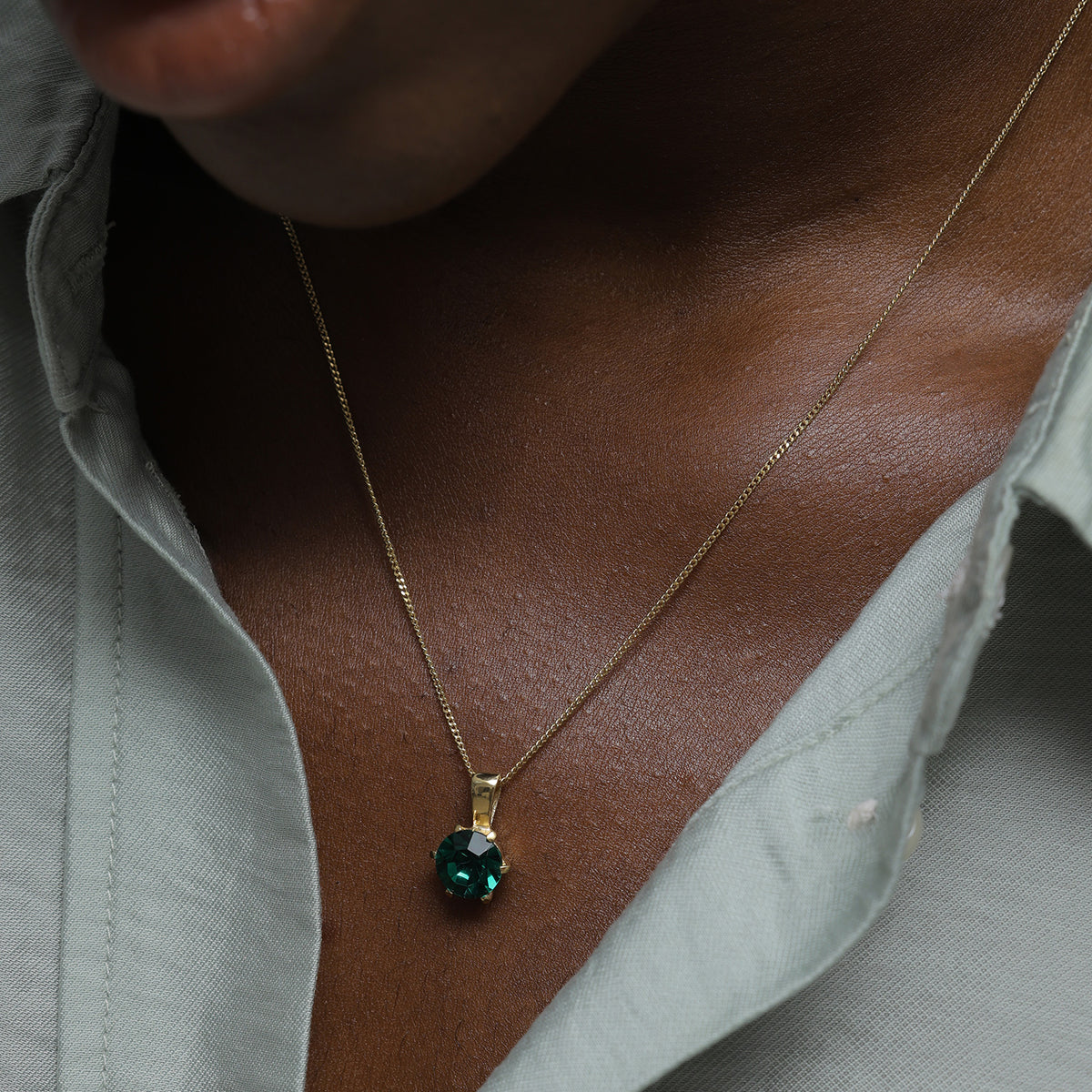 Gold - Elli | Solitaire Jewelry Set 925 Silver Gold Plated Green – Embellished with Crystals by Swarovski®