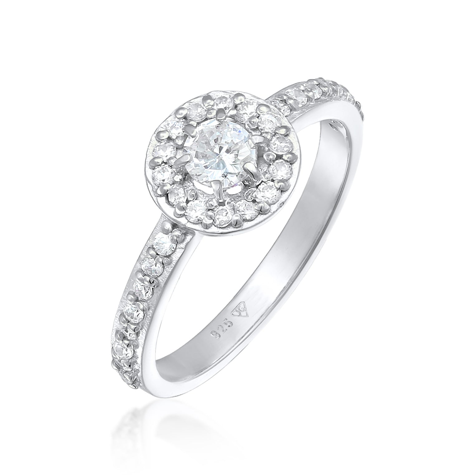 Silver Perhiasan Wanita Perak Asli - Silver Cincin Engagement Classic Zirconia Crystals