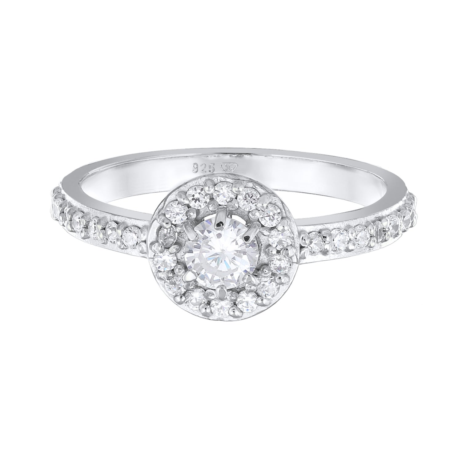 Silver Perhiasan Wanita Perak Asli - Silver Cincin Engagement Classic Zirconia Crystals