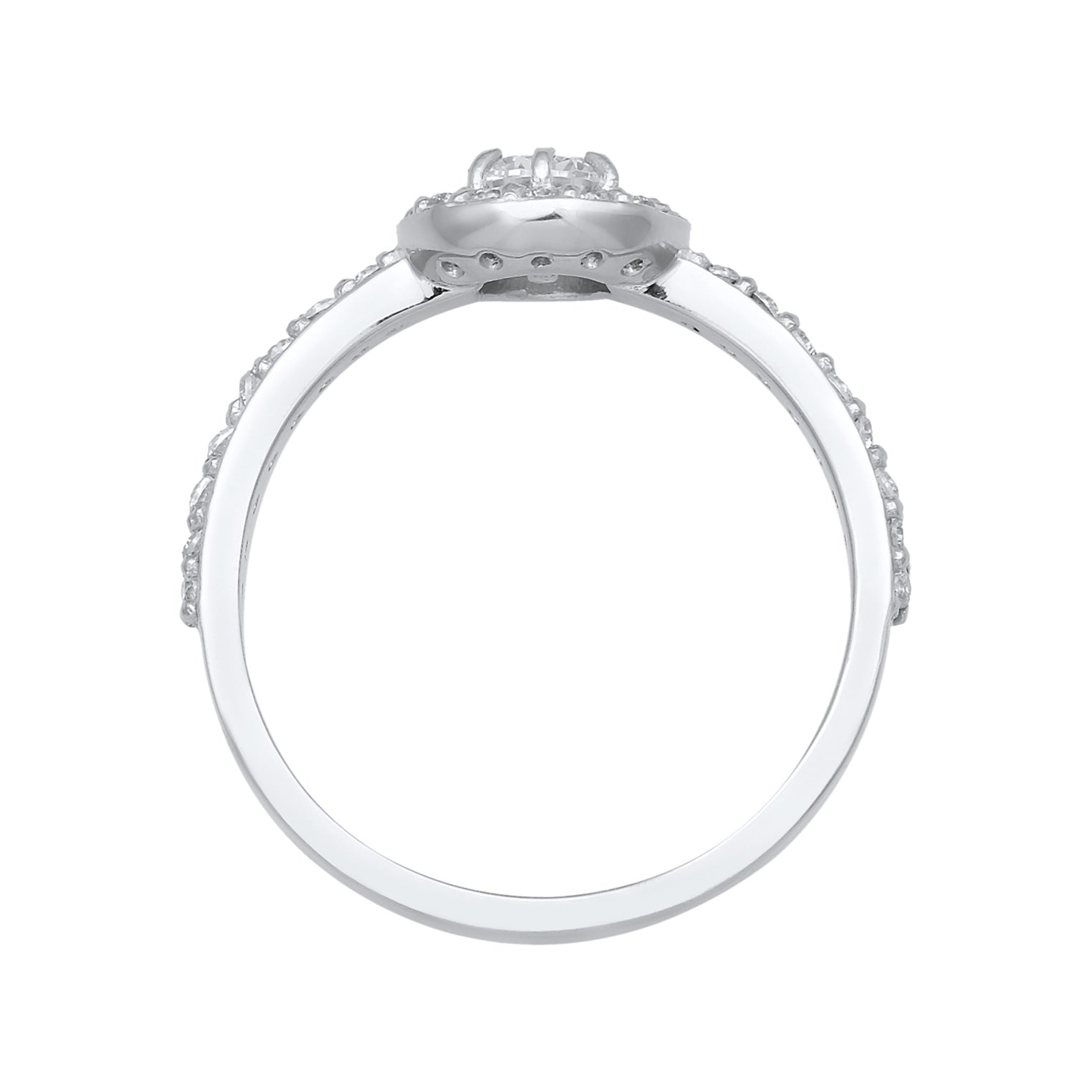 Silver Perhiasan Wanita Perak Asli - Silver Cincin Engagement Classic Zirconia Crystals