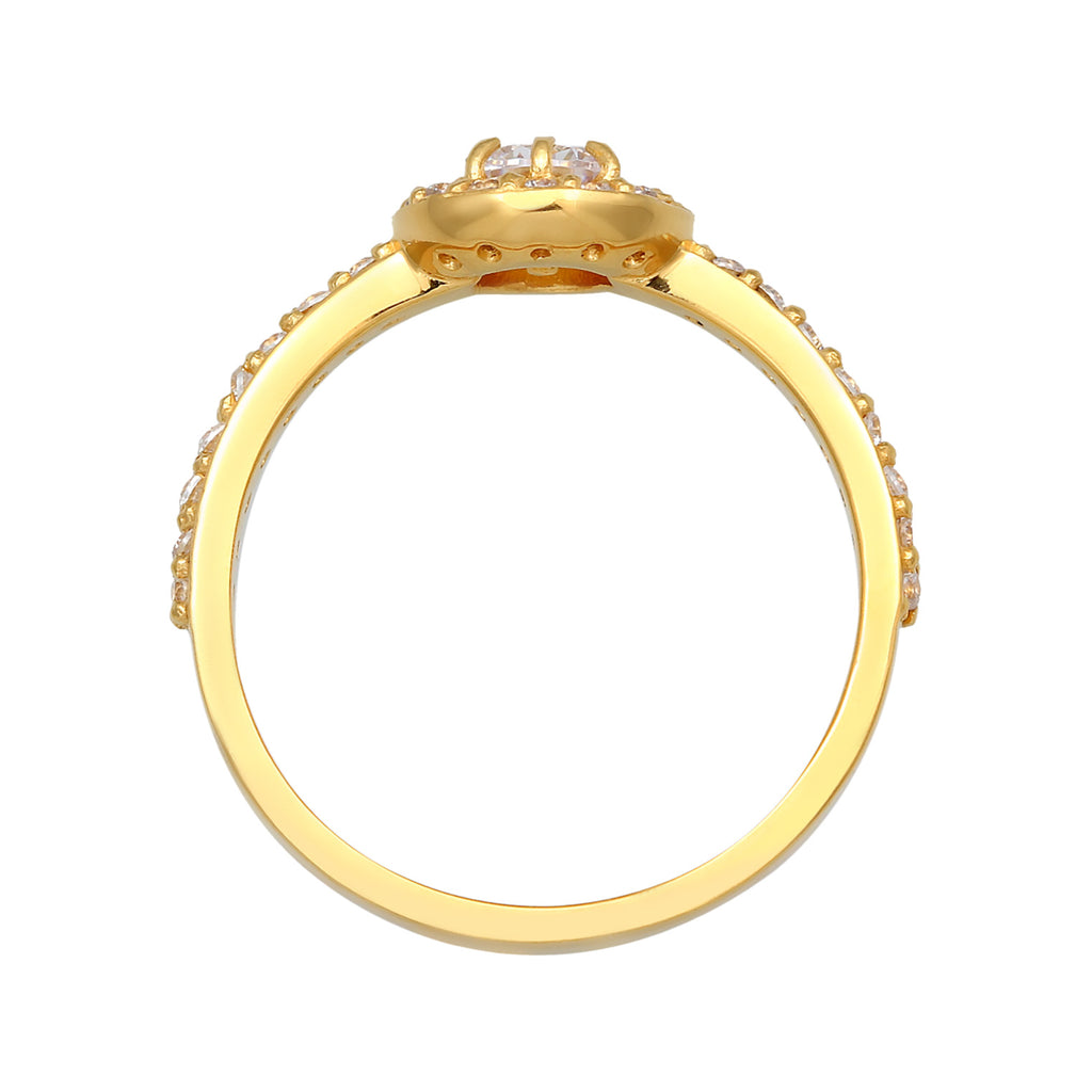 Gold Perhiasan Wanita Perak Asli - Silver Cincin Engagement Classic Zirconia Crystals Lapis Emas