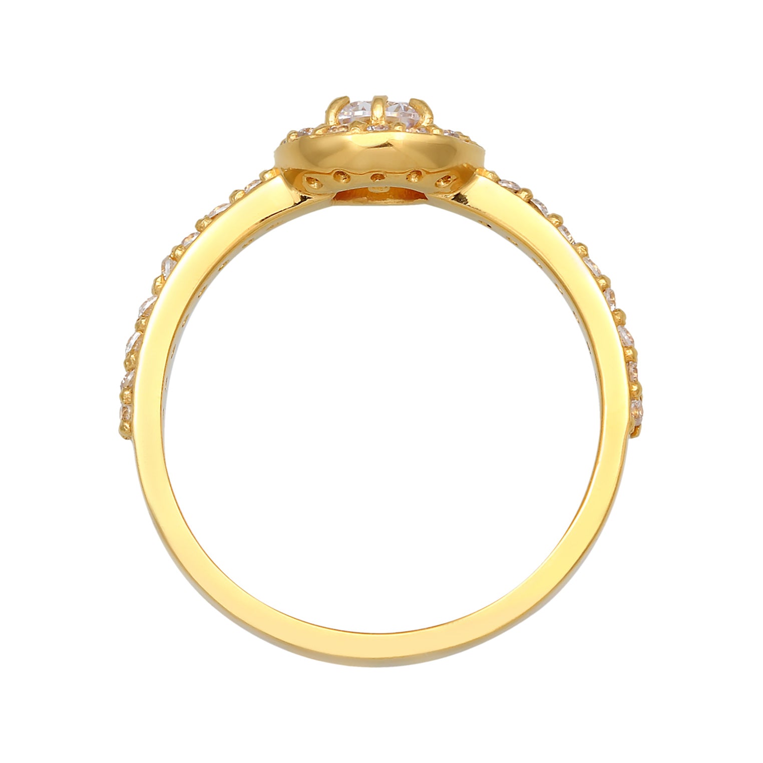 Gold Perhiasan Wanita Perak Asli - Silver Cincin Engagement Classic Zirconia Crystals Lapis Emas