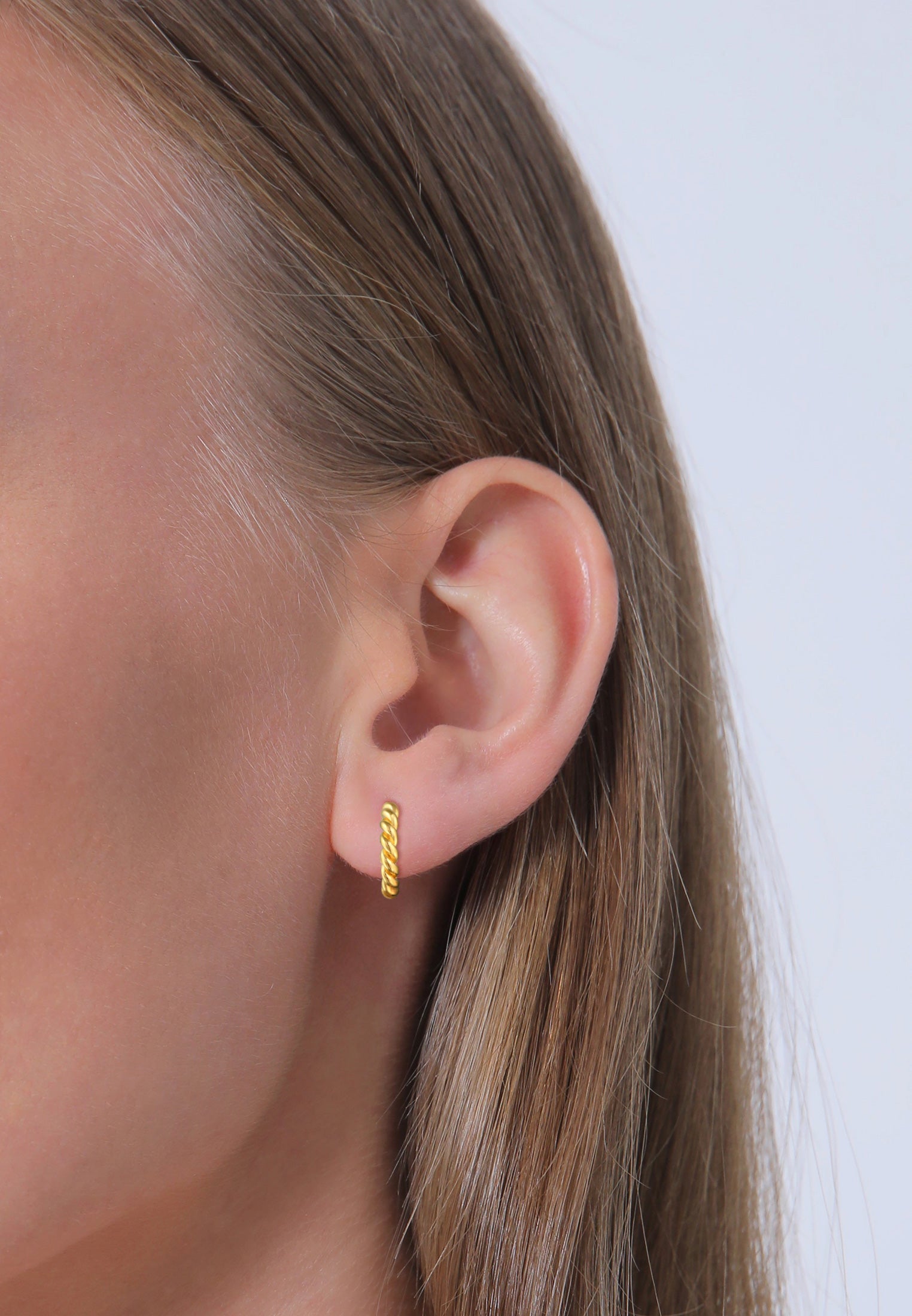 Gold Perhiasan Wanita Perak Asli Lapis Emas Anting Creoles Synthetic Pearl